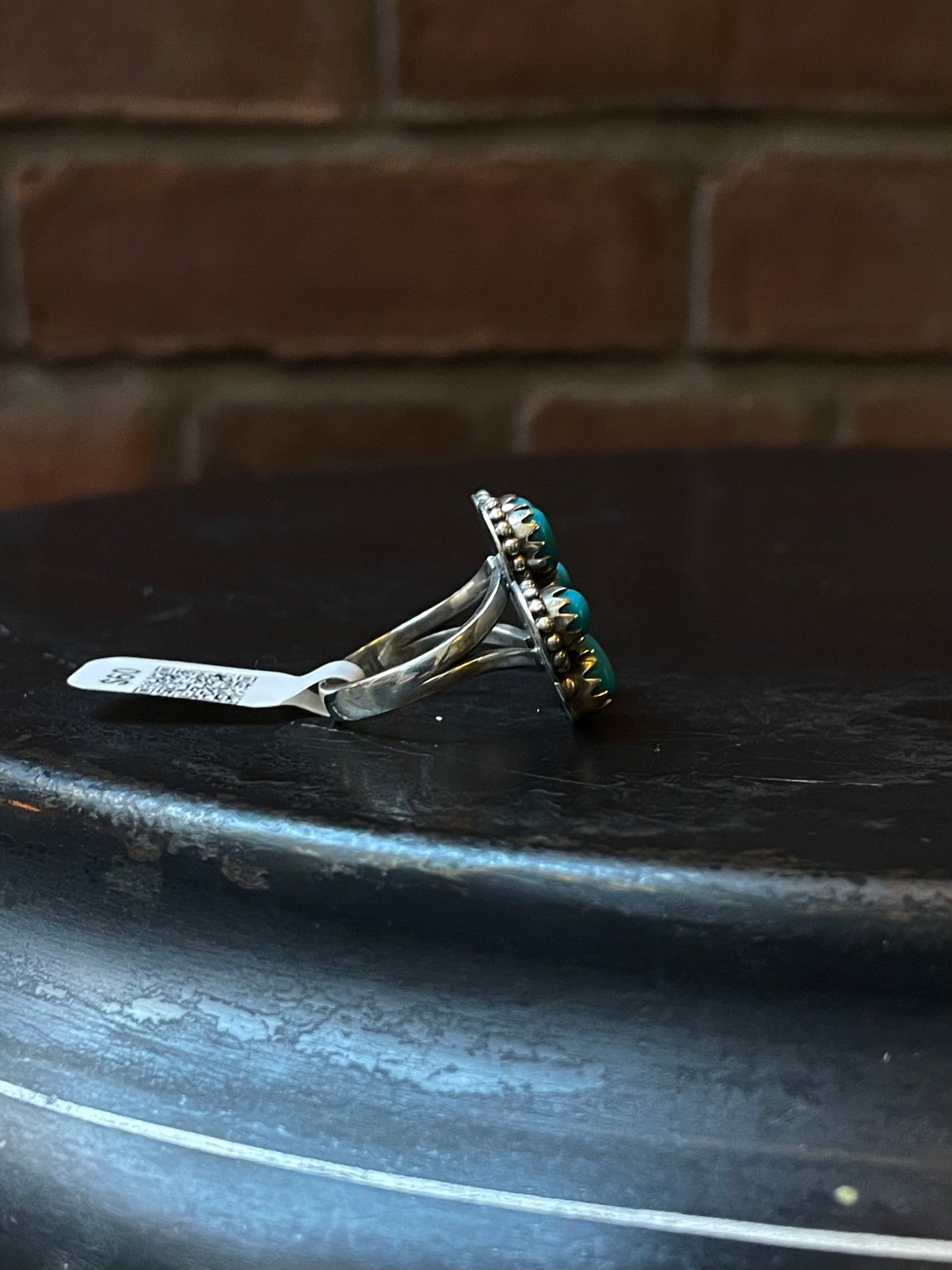 Kingman Turquoise Flower Cluster Ring | Sterling Silver | Size 7 | A043