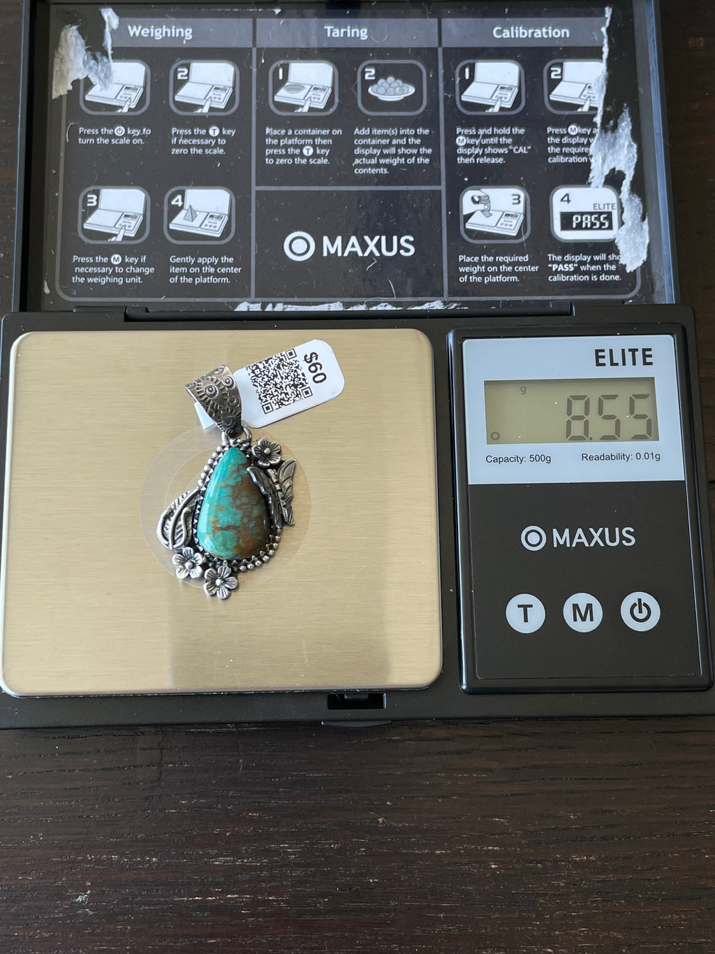 Kingman Turquoise Leaf Butterfly Pendant | Sterling Silver | A562