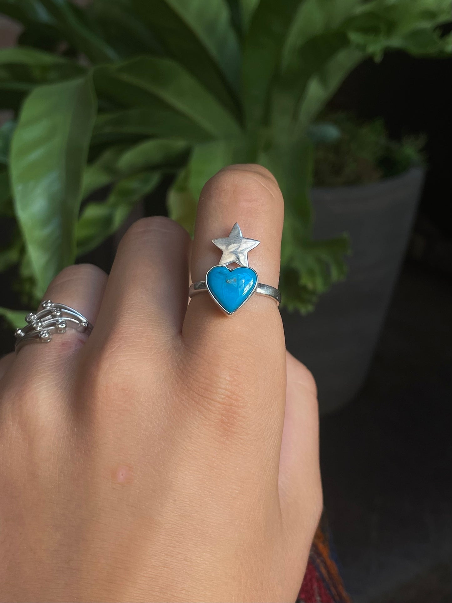 Kingman Turquoise Heart Ring | Sterling Silver | Size 10 G352