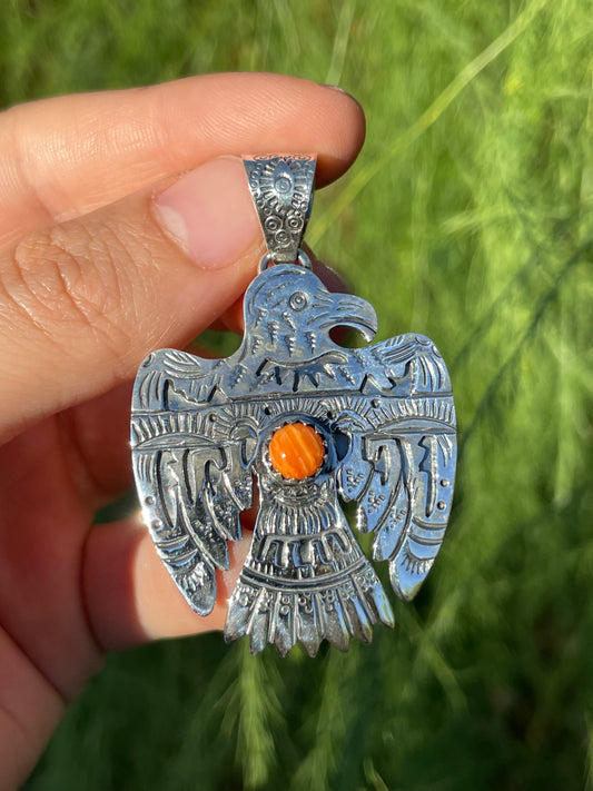 Spiny Oyster Thunderbird Pendant | Sterling Silver 925 B452