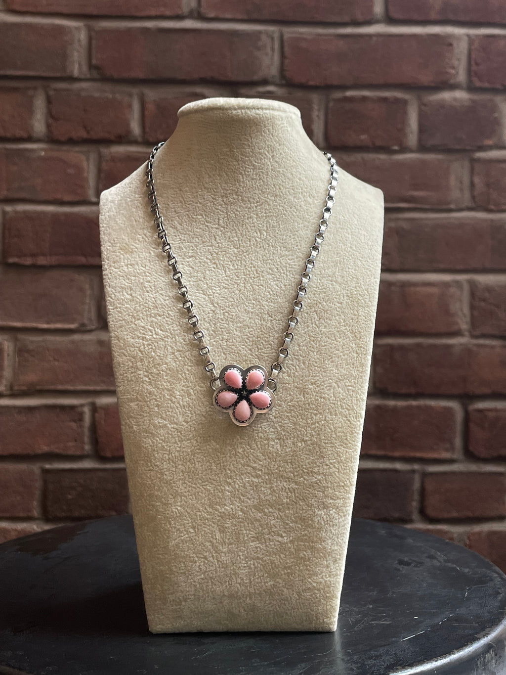Pink Conch Flower Necklace | Petite Blossom Pendant | 925 Silver E580