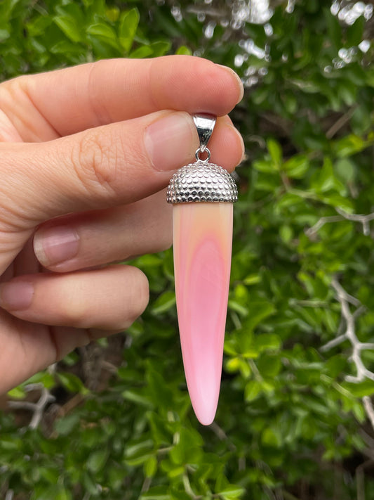 Pink Conch Tusk Pendant | 925 Sterling Silver B619