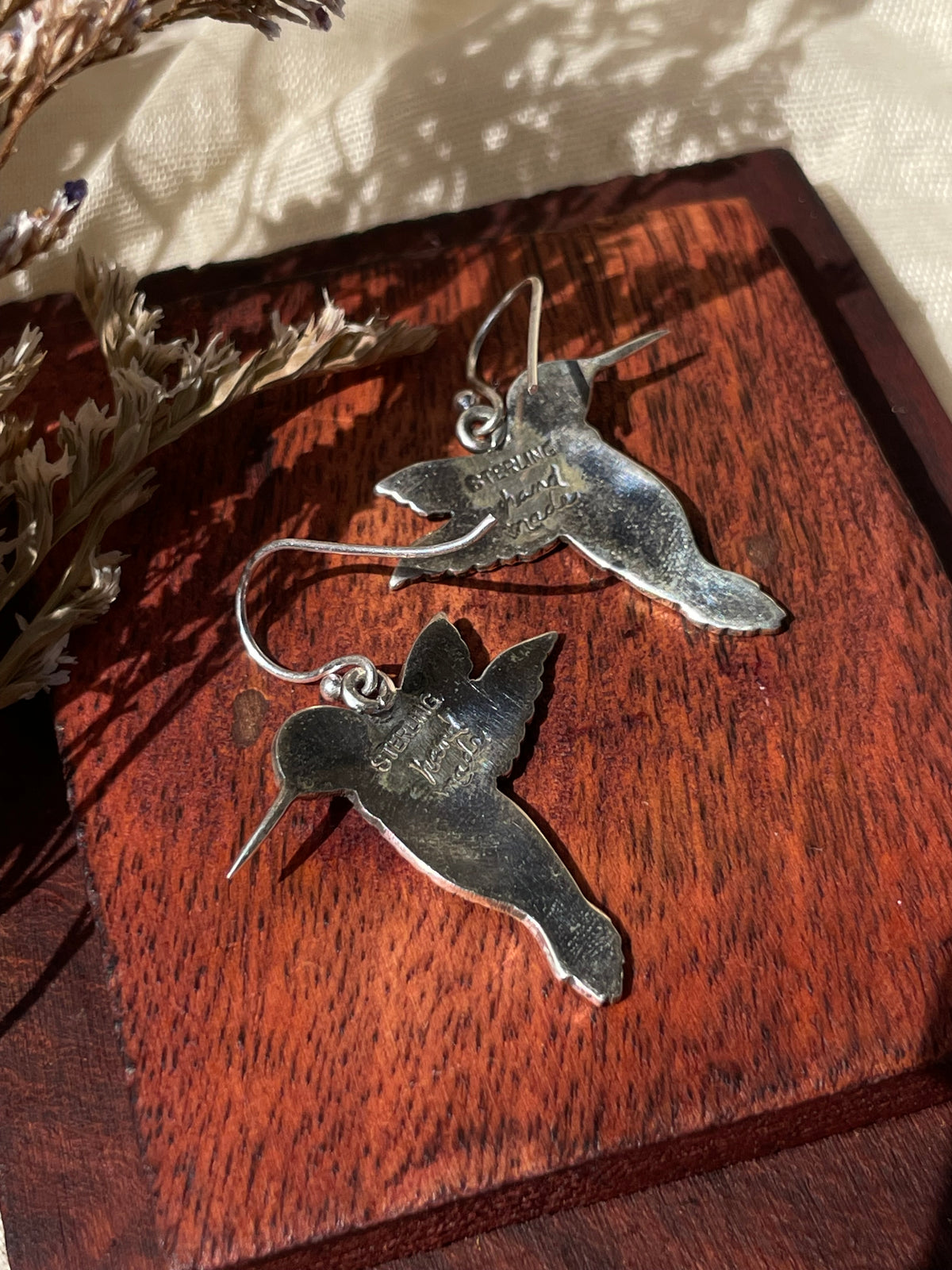 Turquoise Hummingbird Earrings | 925 Sterling Silver Hooks E374