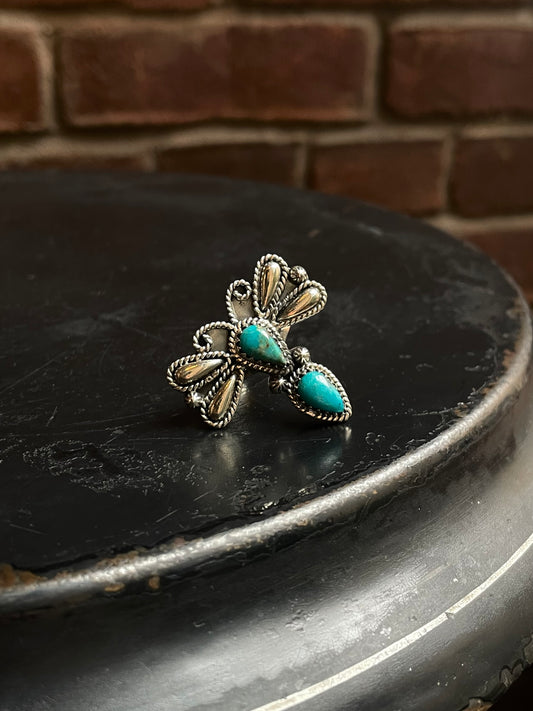 Turquoise Dragonfly Ring Size 9 | 925 Sterling Silver C922