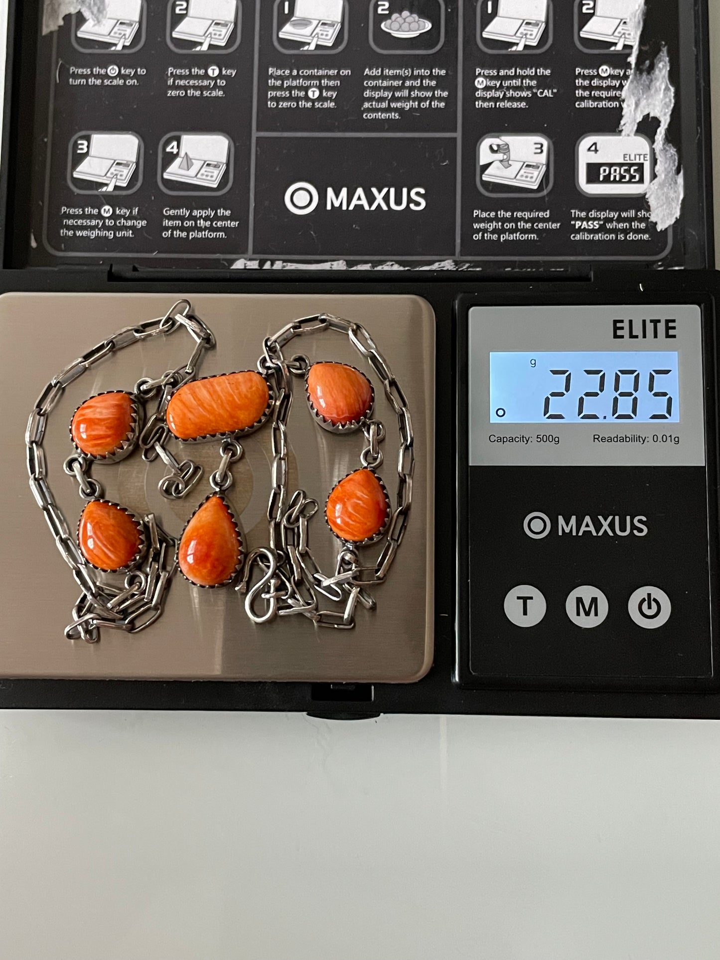 Orange Spiny Oyster Drop Necklace | 925 Sterling Silver E601