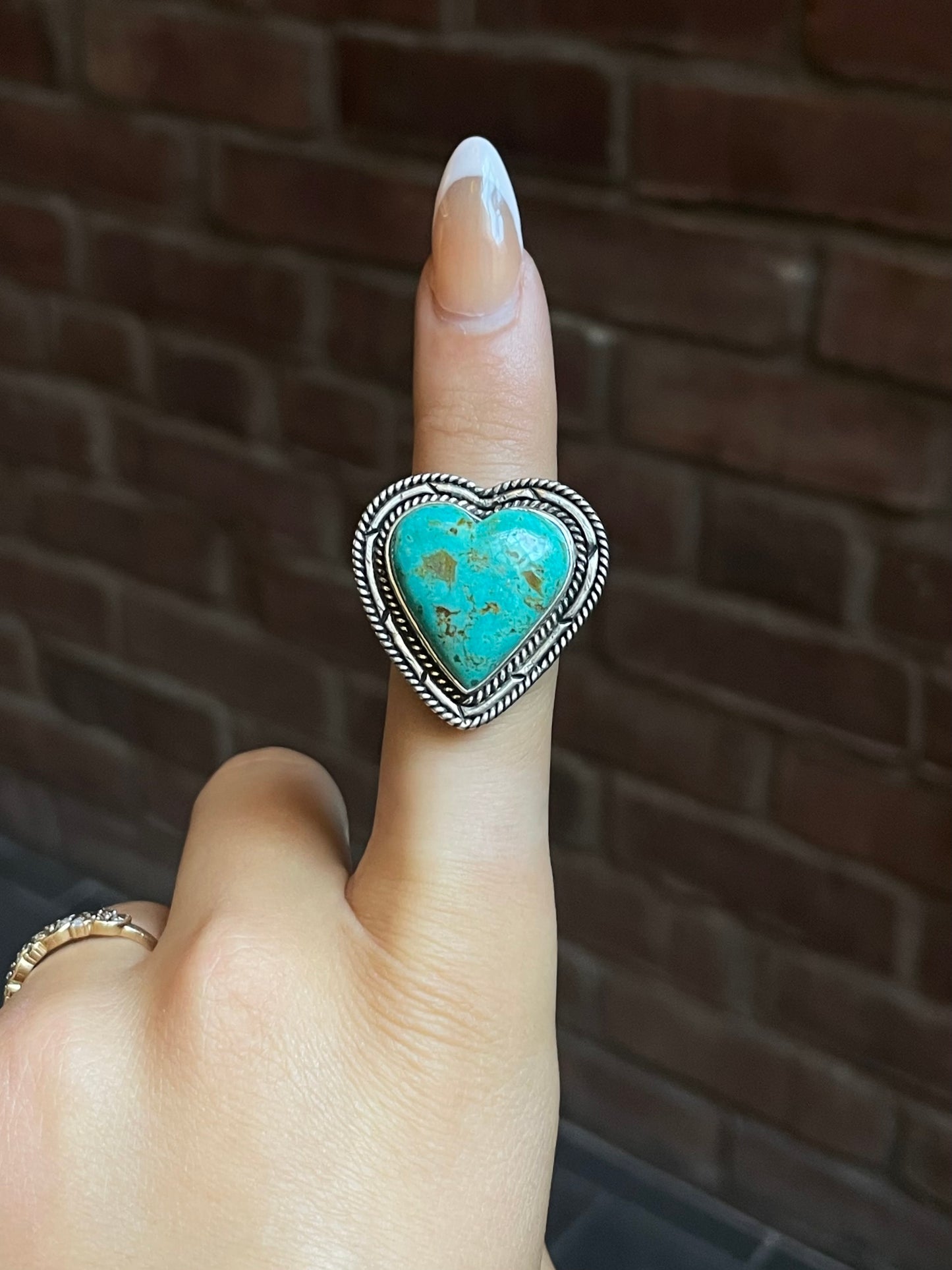 Turquoise Heart Ring Size 9 | Sterling Silver E862