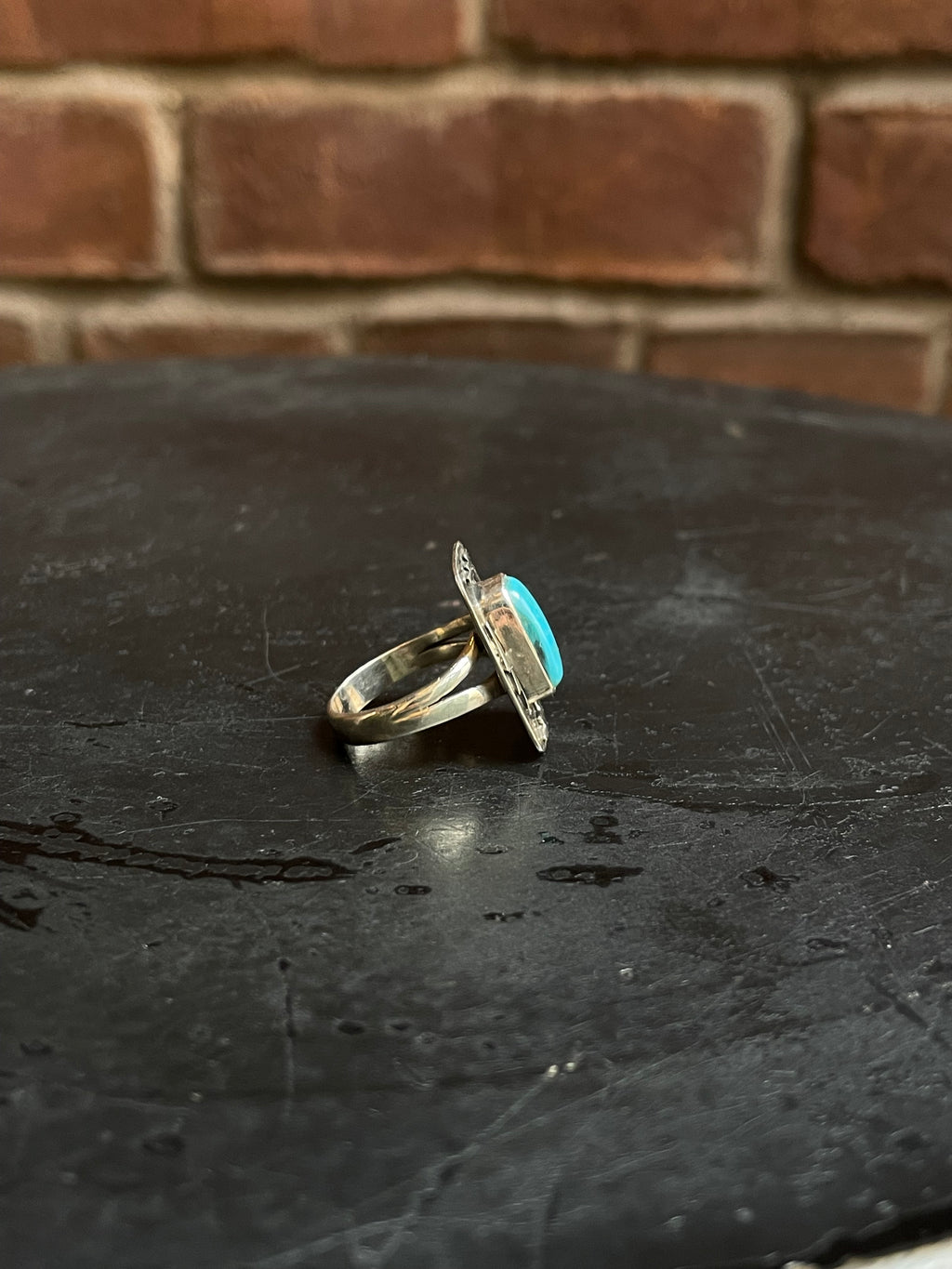 Kingman Turquoise Lightning Bolt Ring Size 7 | 925 Sterling Silver Southwest E184