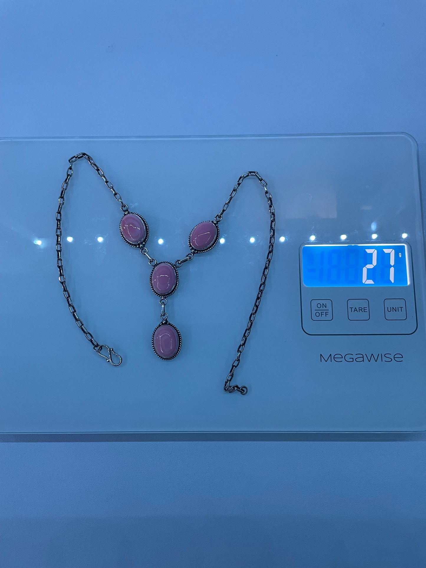 Pink Conch Lariat Necklace | 925 Sterling Silver E346