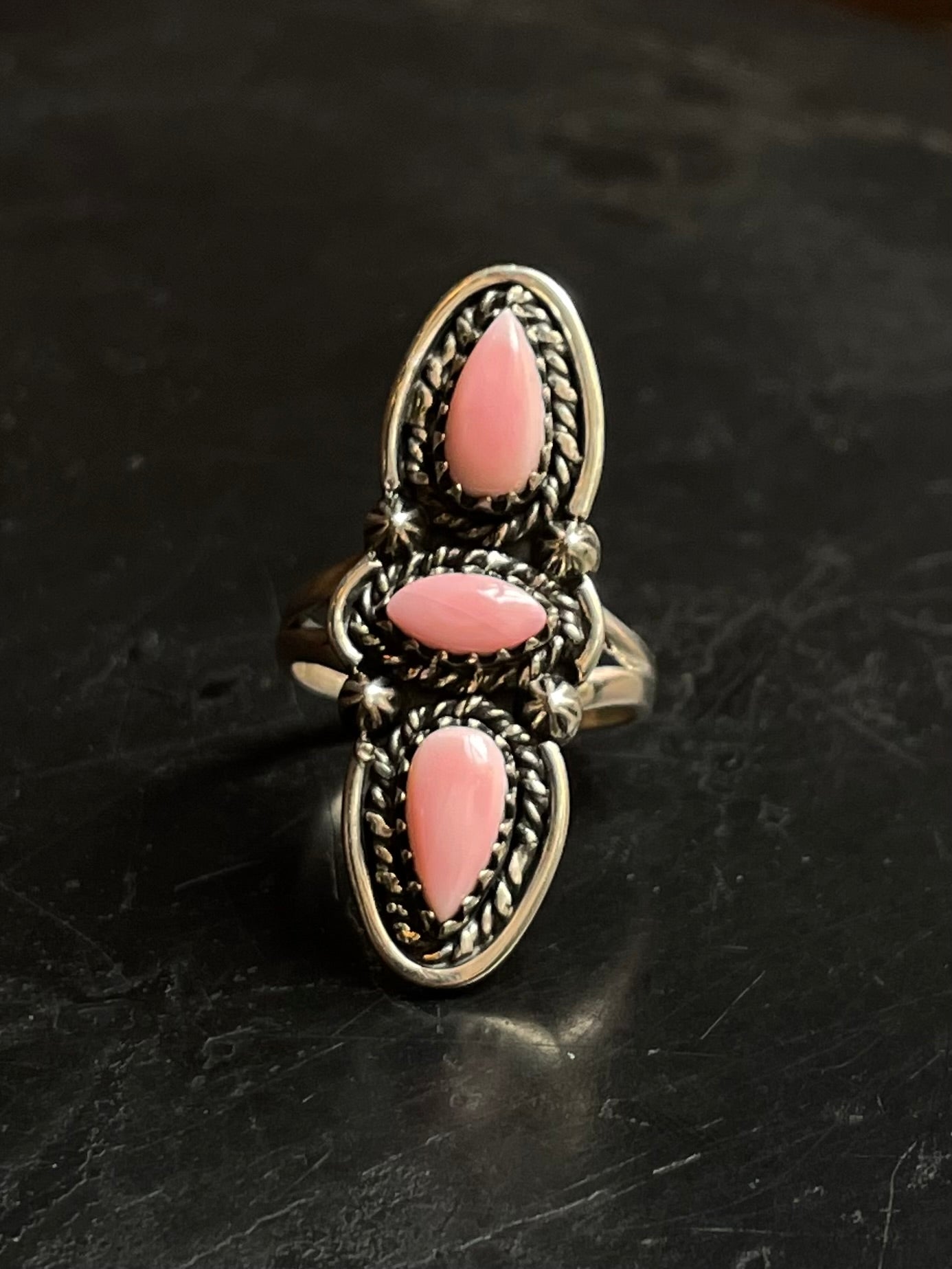 Pink Conch Ring Size 8 | 925 Sterling Silver E753