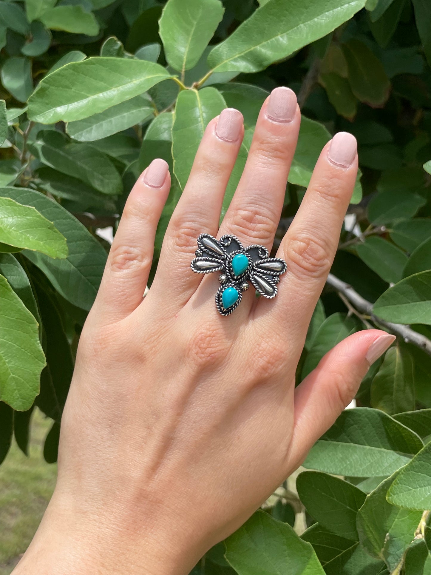 Kingman Turquoise Dragonfly Ring Size 6.5 | 925 Sterling Silver D184