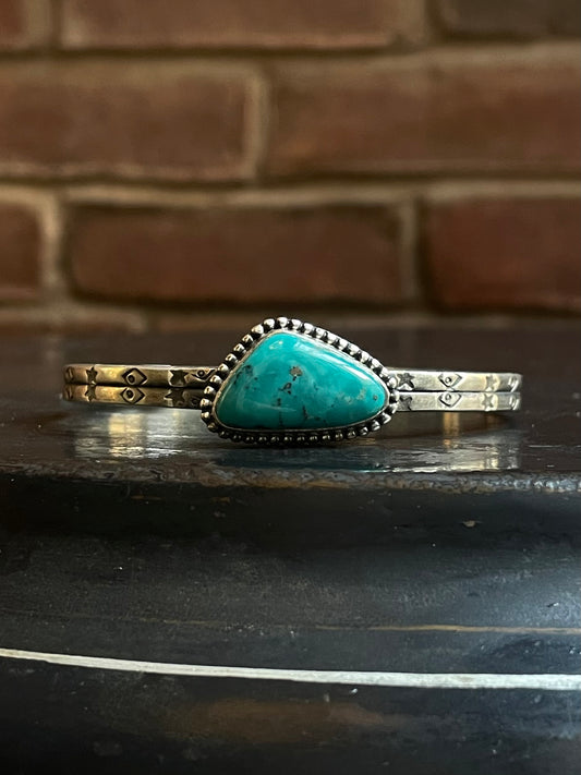 Kingman Turquoise Adjustable Cuff | Sterling Silver | A785