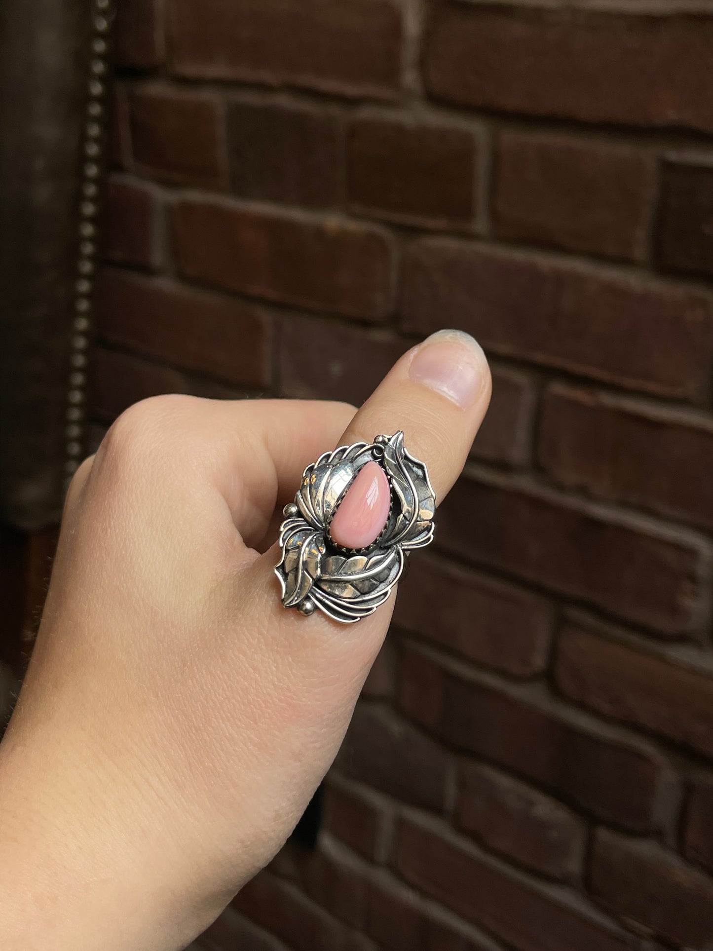 Pink Conch Feather Ring Size 9 | 925 Sterling Silver Southwest E189
