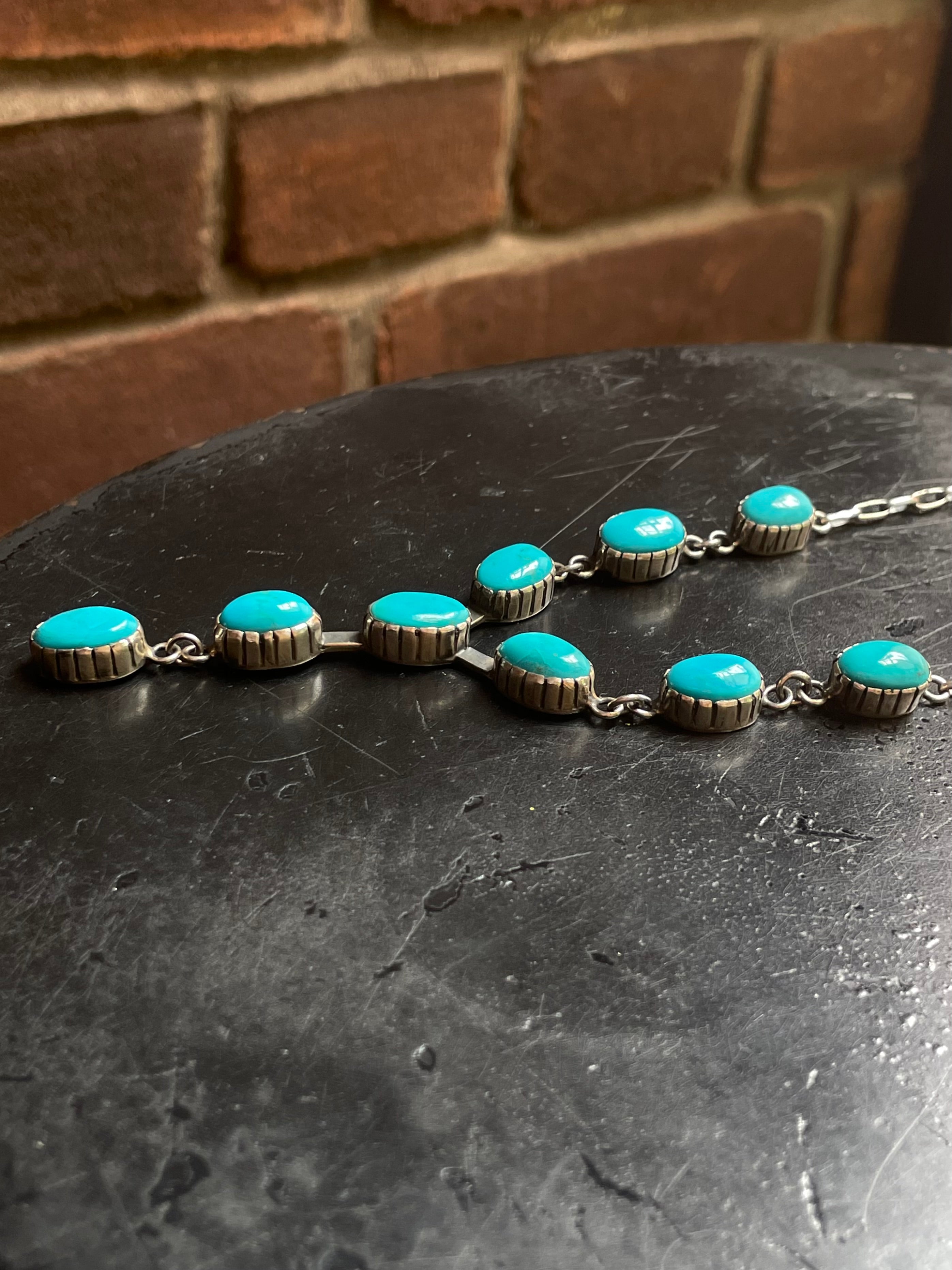 Kingman Turquoise Lariat Necklace | 925 Sterling Silver G592