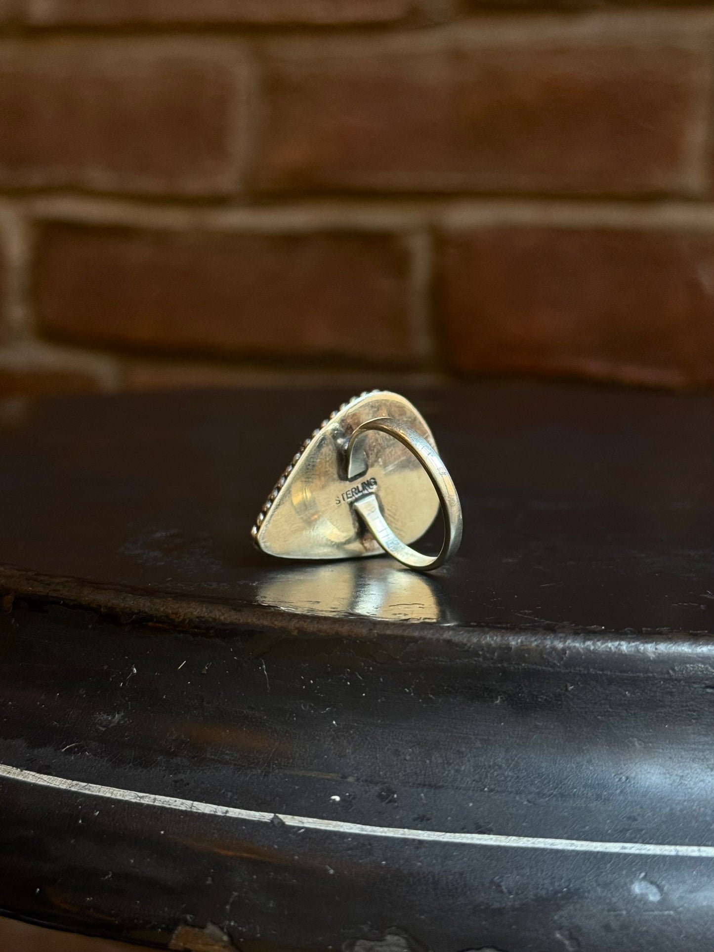 Fordite Teardrop Ring | Sterling Silver | Size 9 | A910