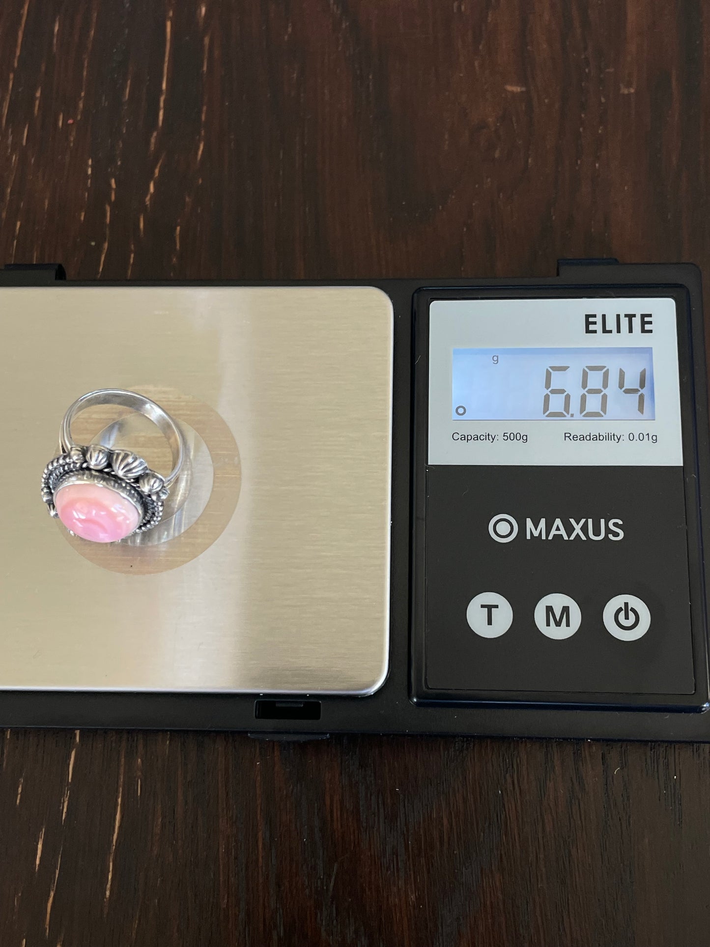 Pink Conch Rope Ring Size 6 | Sterling Silver E922