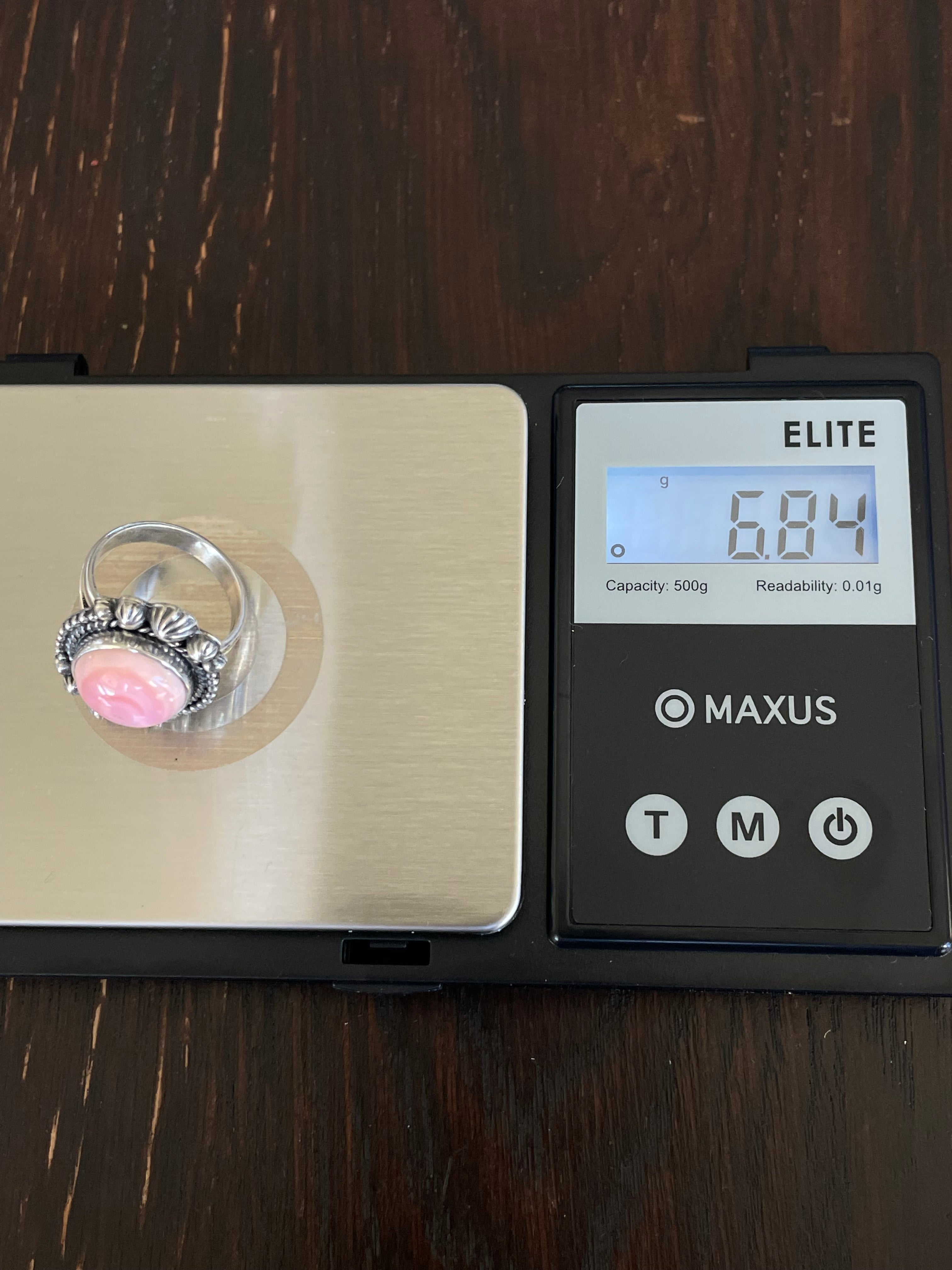 Pink Conch Rope Ring Size 6 | Sterling Silver E922