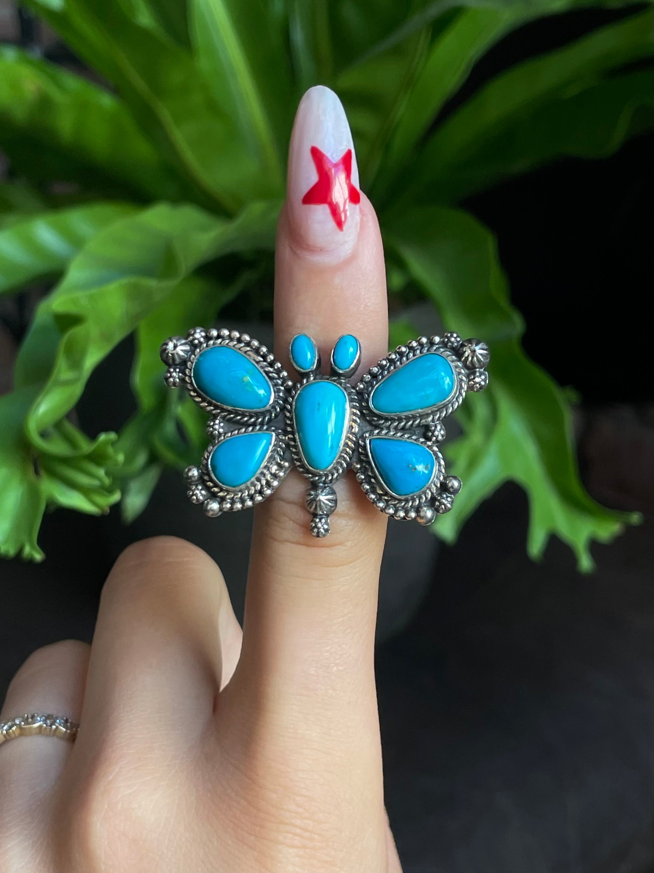Kingman Turquoise Butterfly Ring Size 6 | 925 Sterling Silver G576