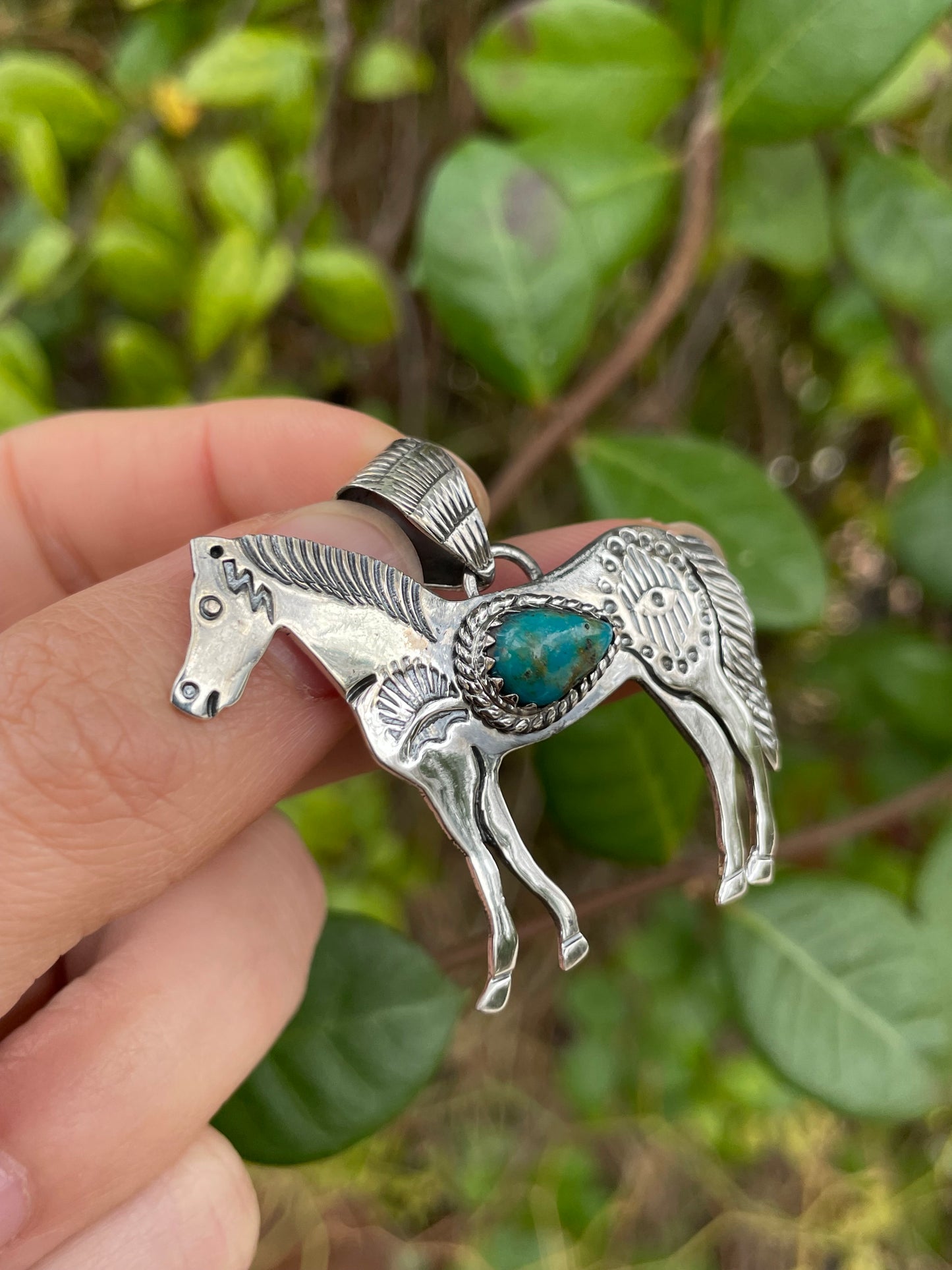 Turquoise Horse Pendant | 925 Sterling Silver B980