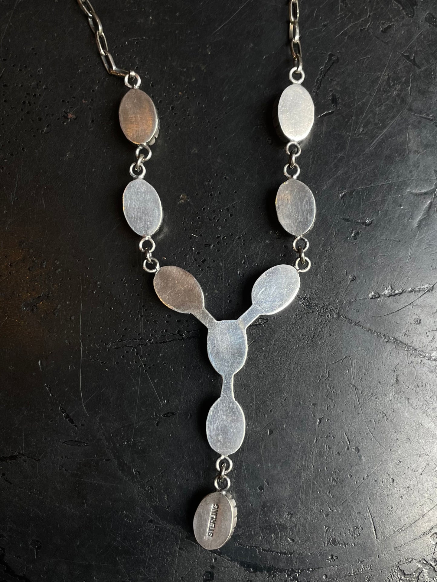 Pink Conch Lariat Necklace | Teardrop Station Drop | 925 Silver E553