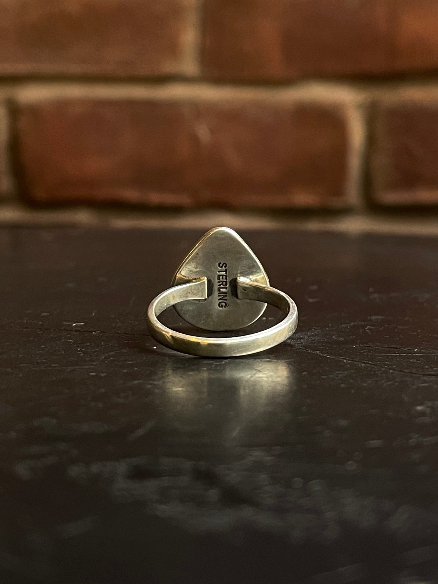 Turquoise Tear Drop Ring Size 8 | 925 Sterling Silver G278