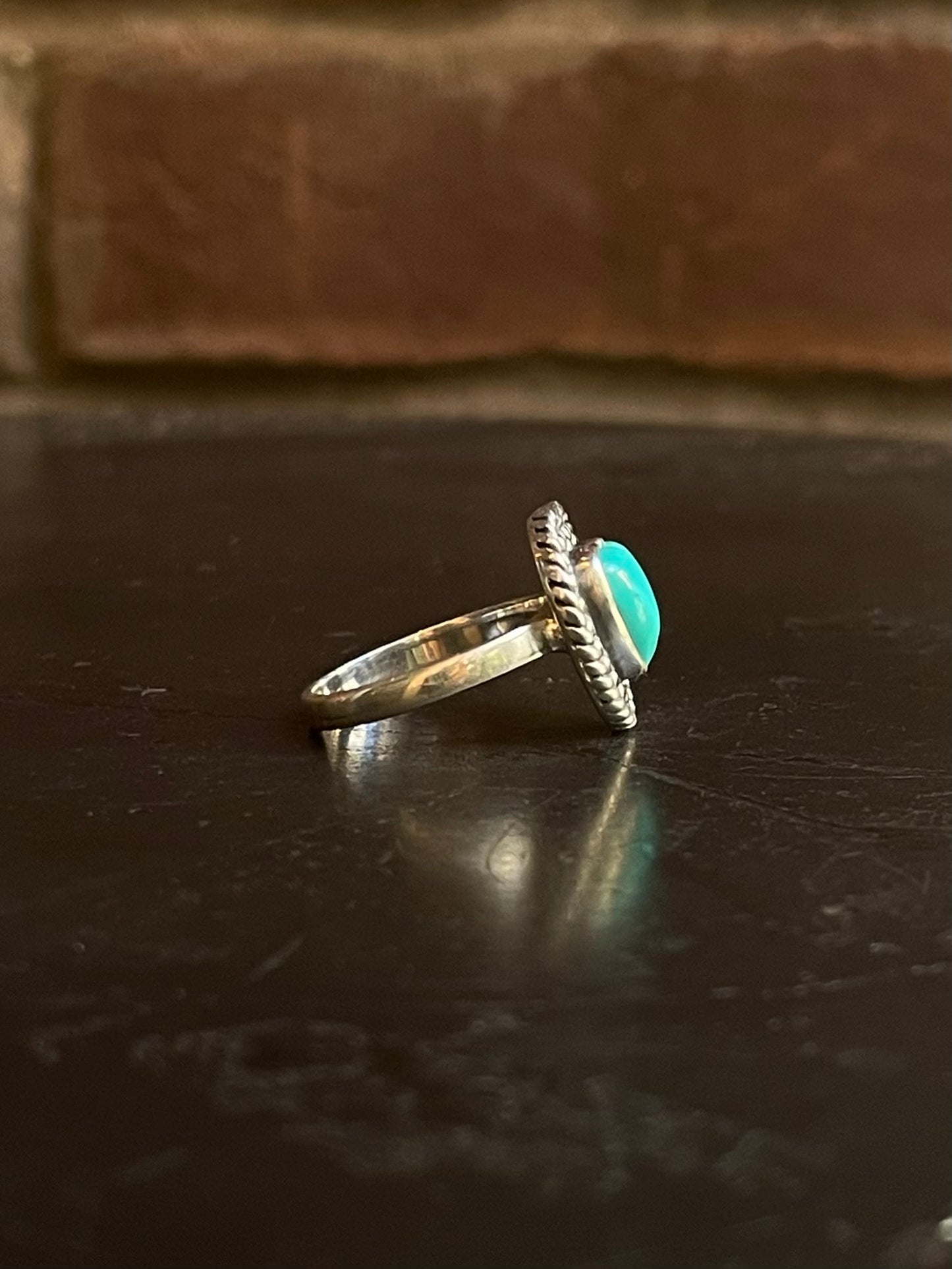 Kingman Turquoise Heart Ring | Sterling Silver | Size 7.75 G367