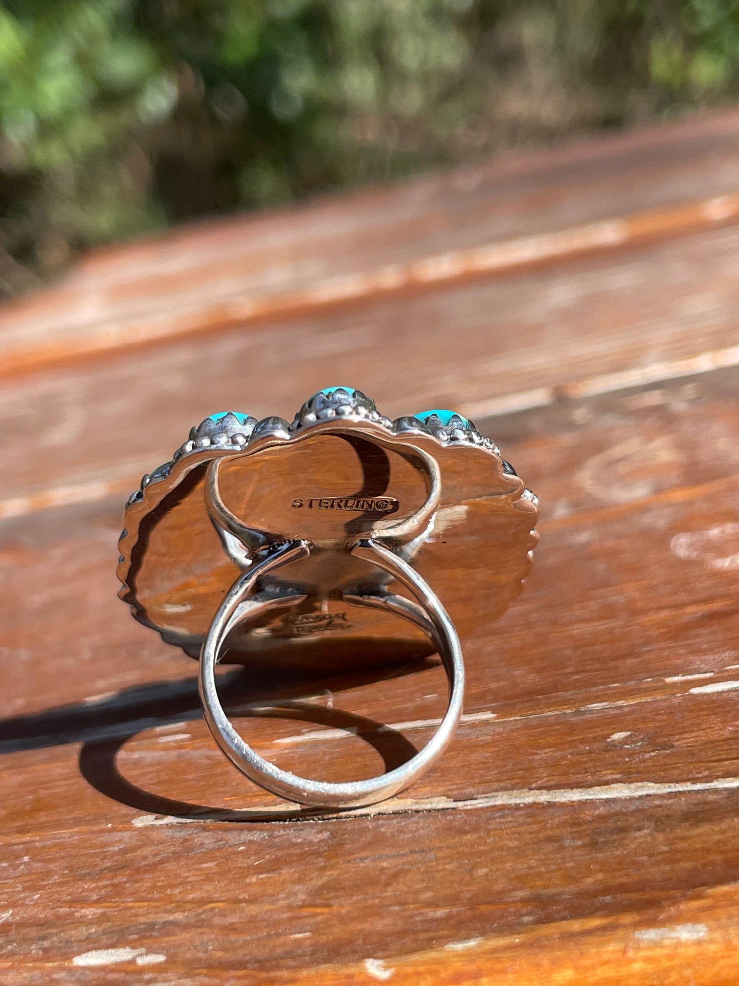 Spiny Oyster Kingman Turquoise Cluster Ring Size 7 | 925 Sterling Silver D105
