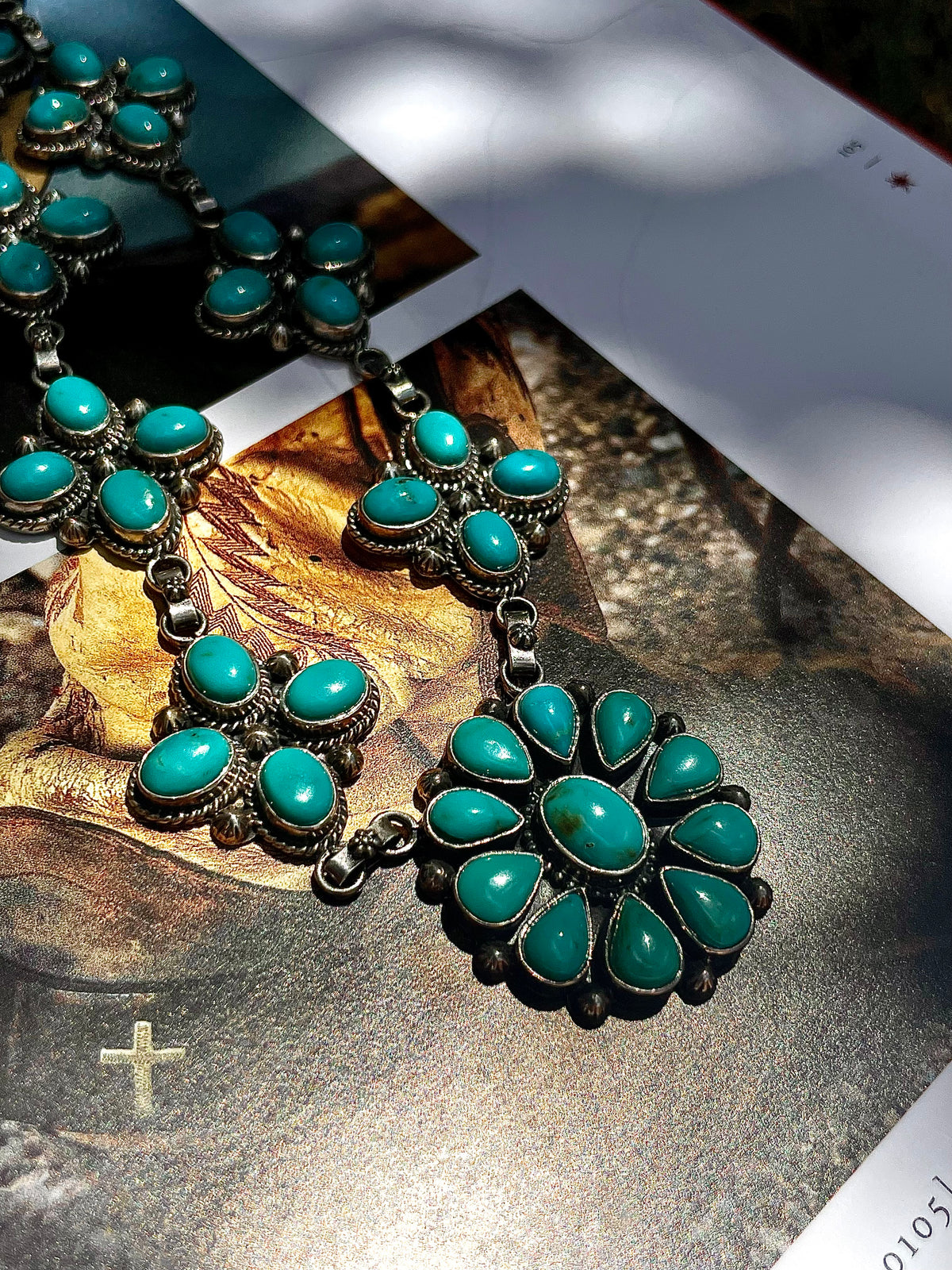 Turquoise Floral Necklace | 925 Sterling Silver D254