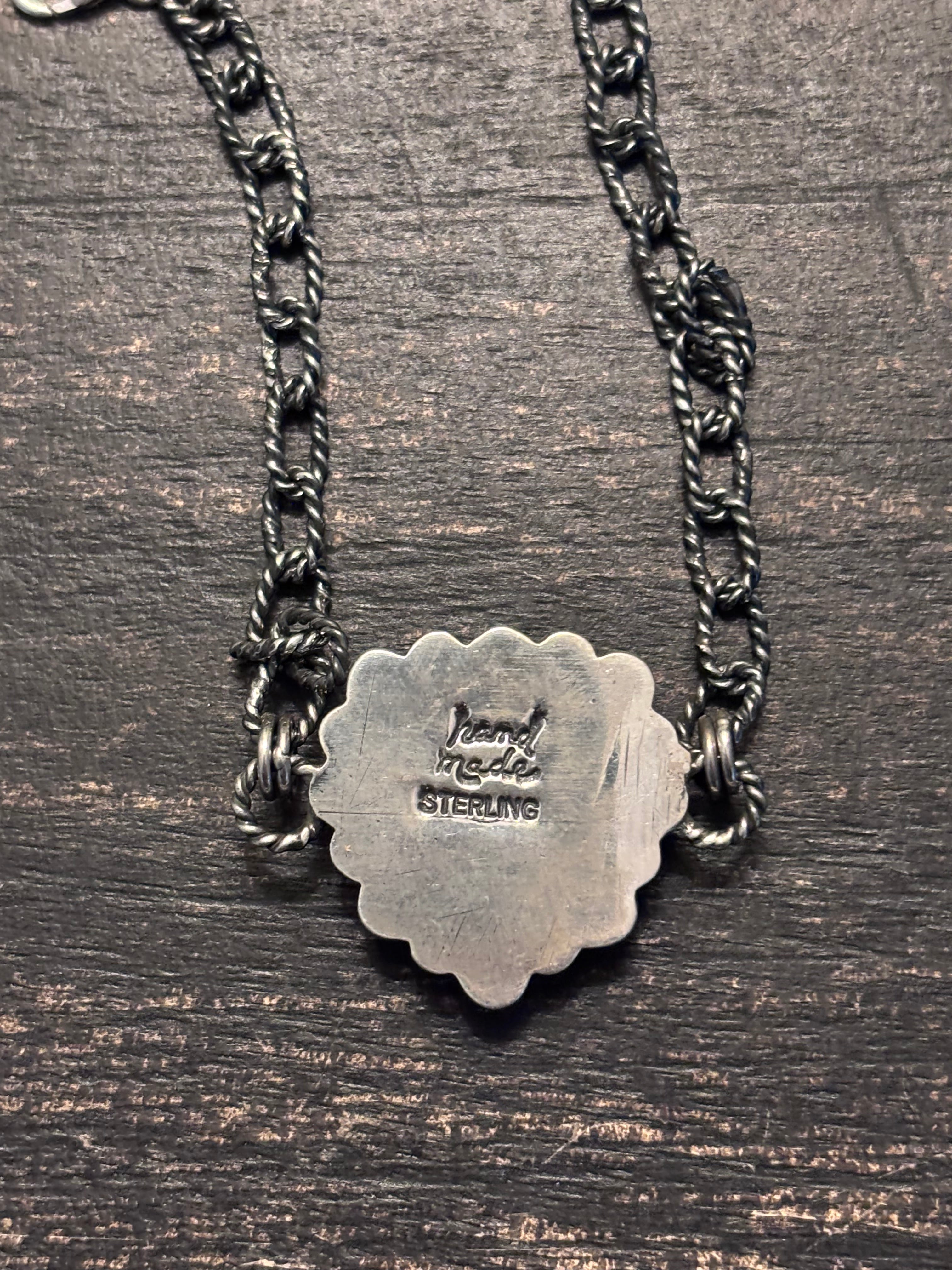 Pink Conch Heart Link Bracelet | 925 Sterling Silver Southwestern Style A002