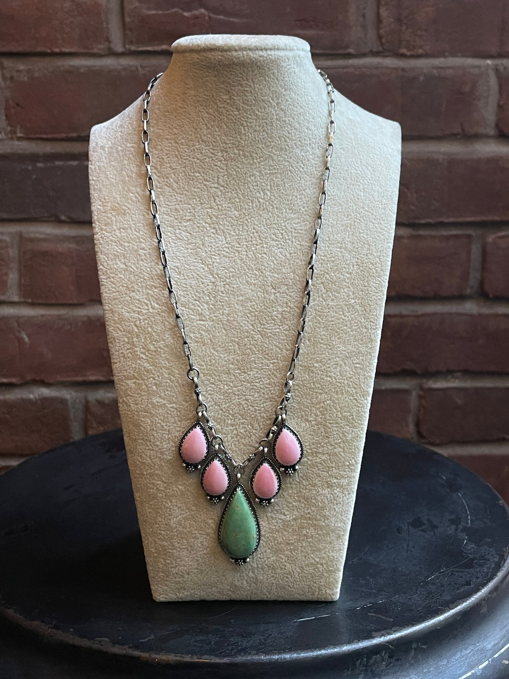 Pink Conch & Turquoise Necklace | 925 Sterling Silver E339