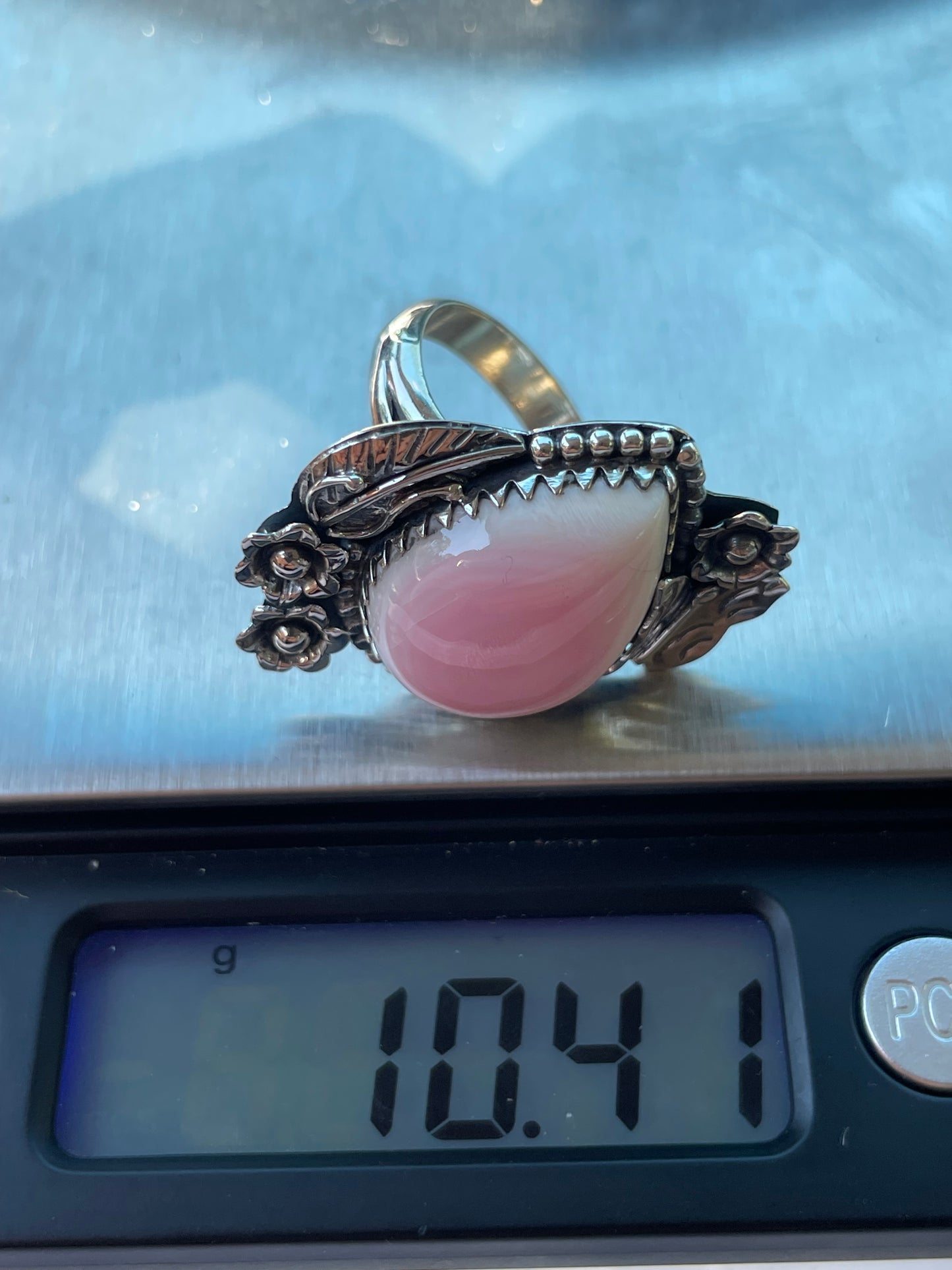 Pink Conch Flower Design Ring | 925 Sterling Silver | Size 7 Y92