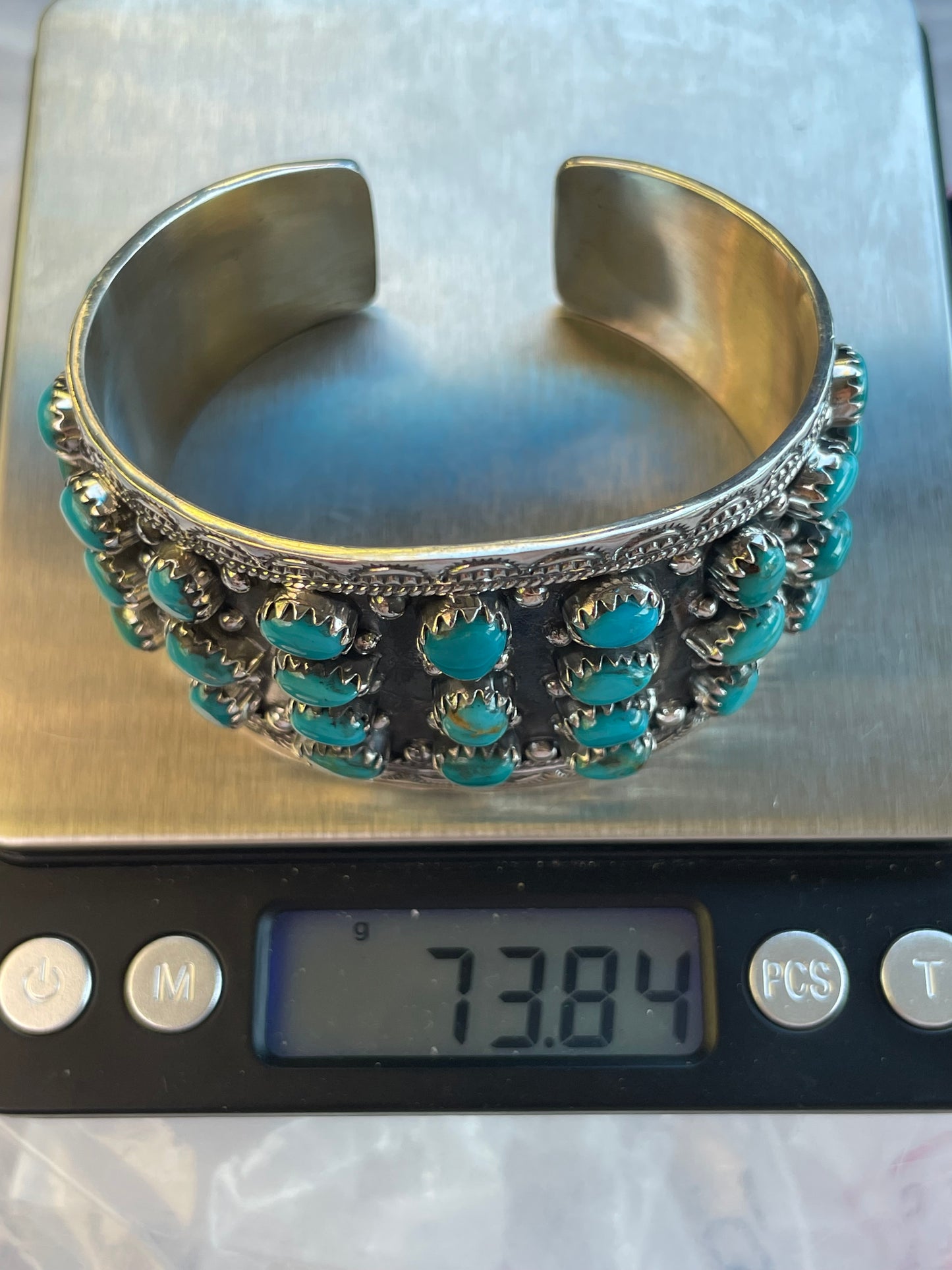 Turquoise Cluster Cuff Bracelet | Sterling Silver 925 B723