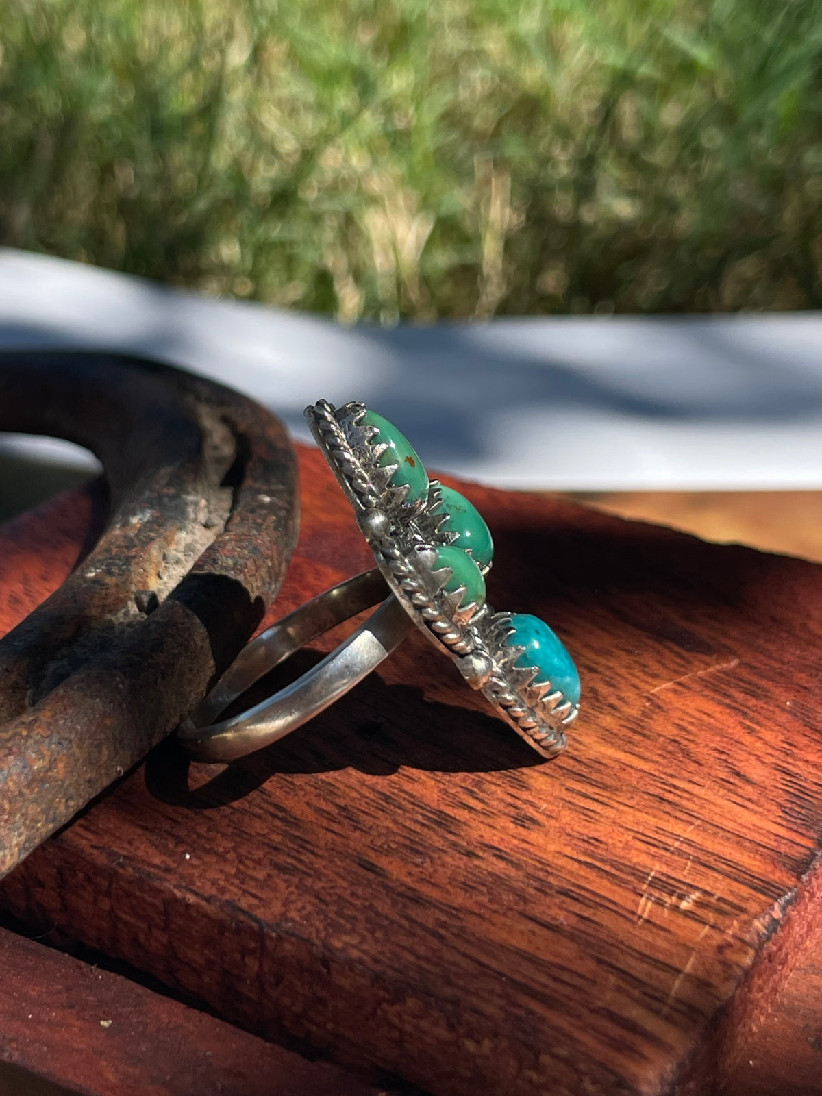Turquoise Tear Drop Ring | 925 Sterling Silver | Size 9 D354