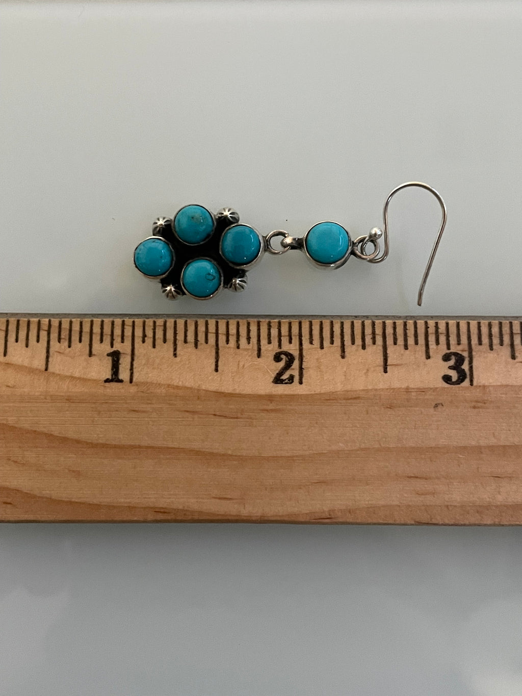 Kingman Turquoise Cluster Dangle Earrings | 925 Sterling Silver C979