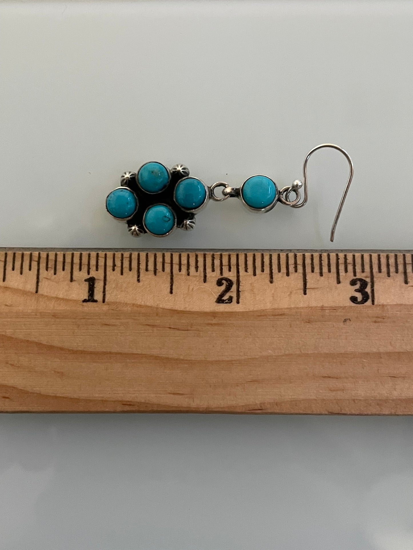 Kingman Turquoise Cluster Dangle Earrings | 925 Sterling Silver C979