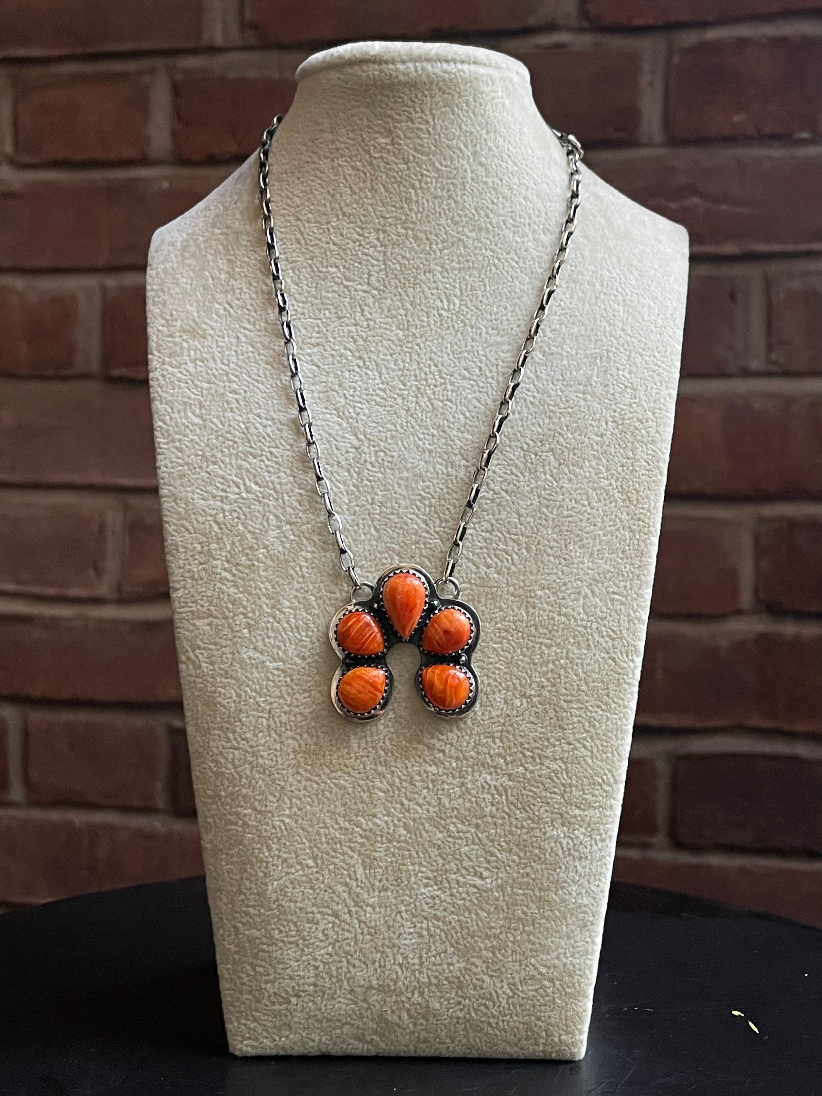 Spiny Oyster Cluster Naja Necklace | Sterling Silver E935
