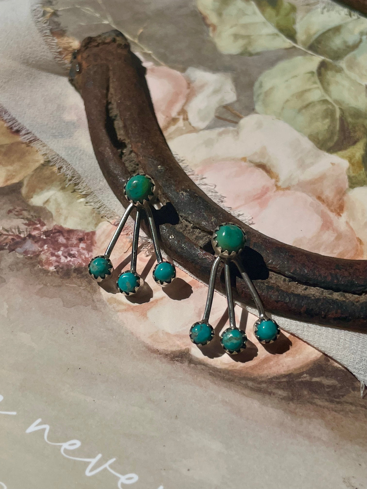 Turquoise Cluster Stud Earrings | 925 Sterling Silver D244