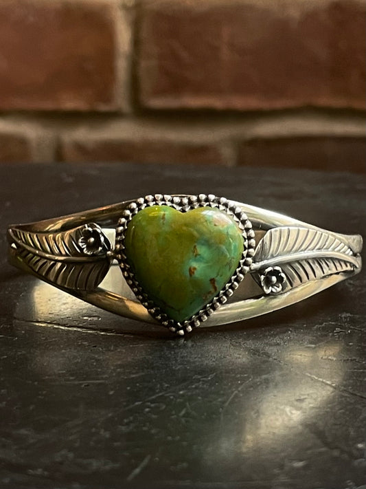 Turquoise Heart Cuff Bracelet | 925 Sterling Silver G322