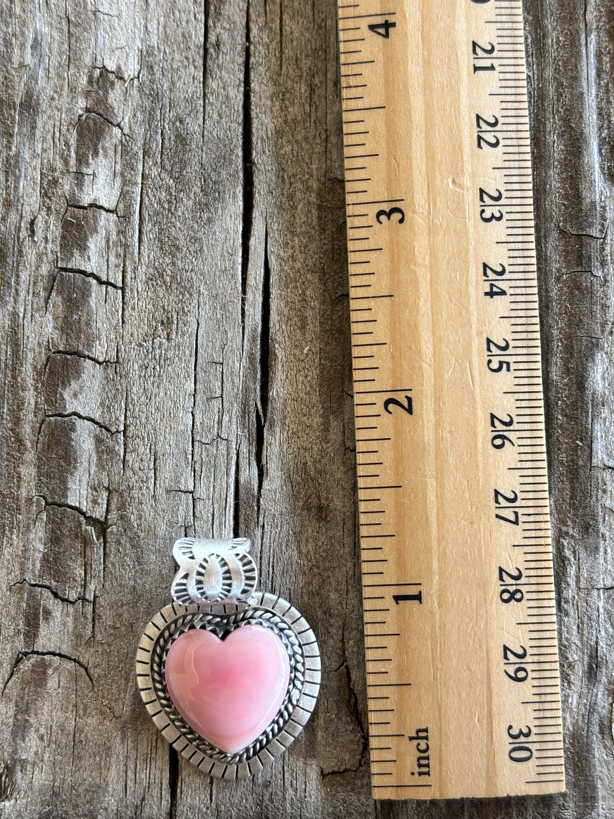 Pink Conch Heart Pendant | 925 Sterling Silver Z24