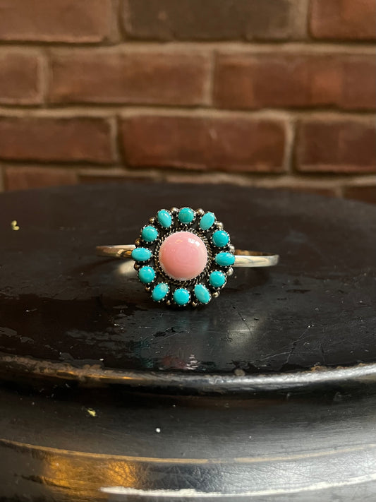 Pink Conch Turquoise Cuff Bracelet | 925 Sterling Silver C483