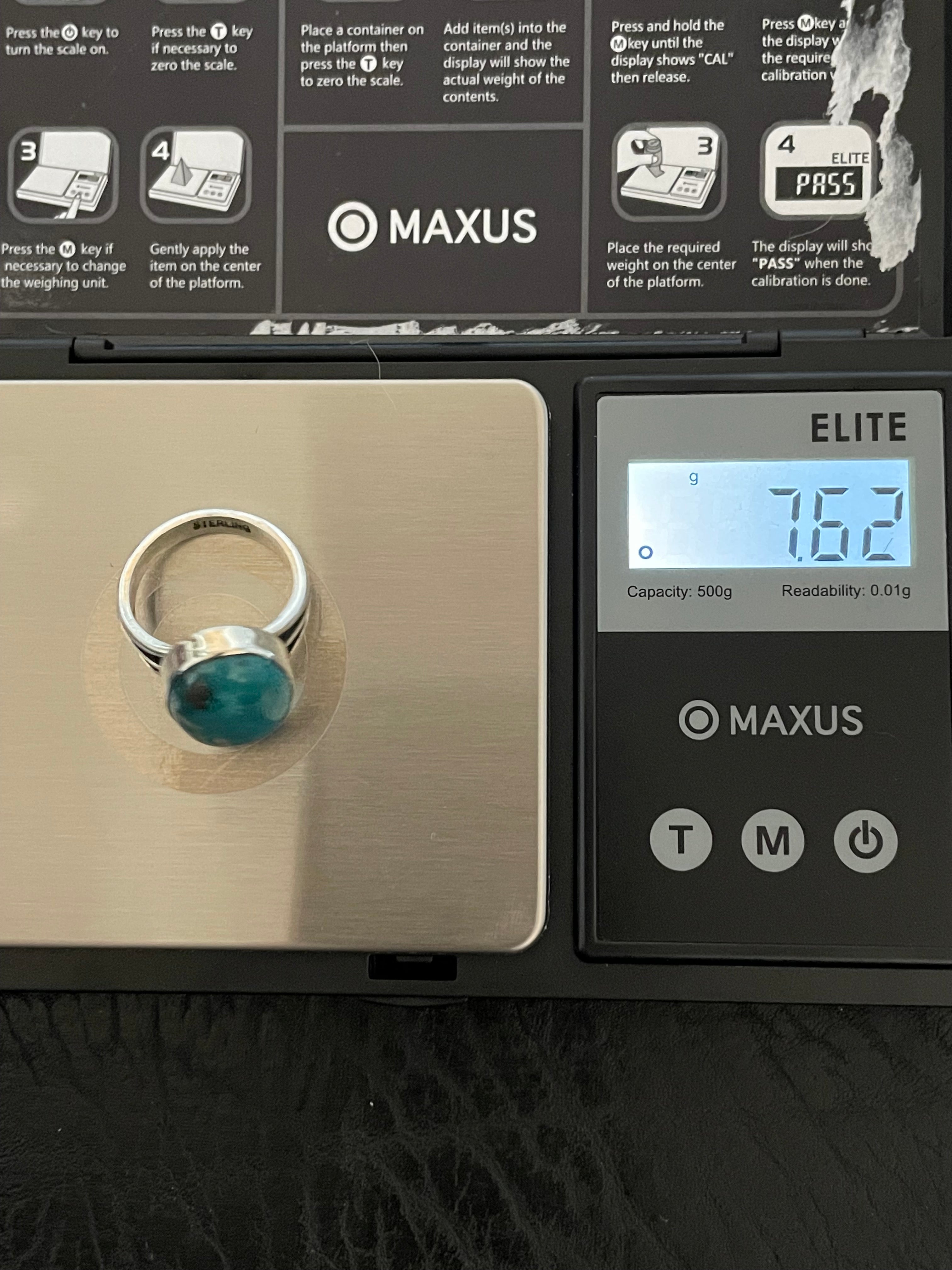Kingman Turquoise Ring Size 7.75 | 925 Sterling Silver Southwest E185