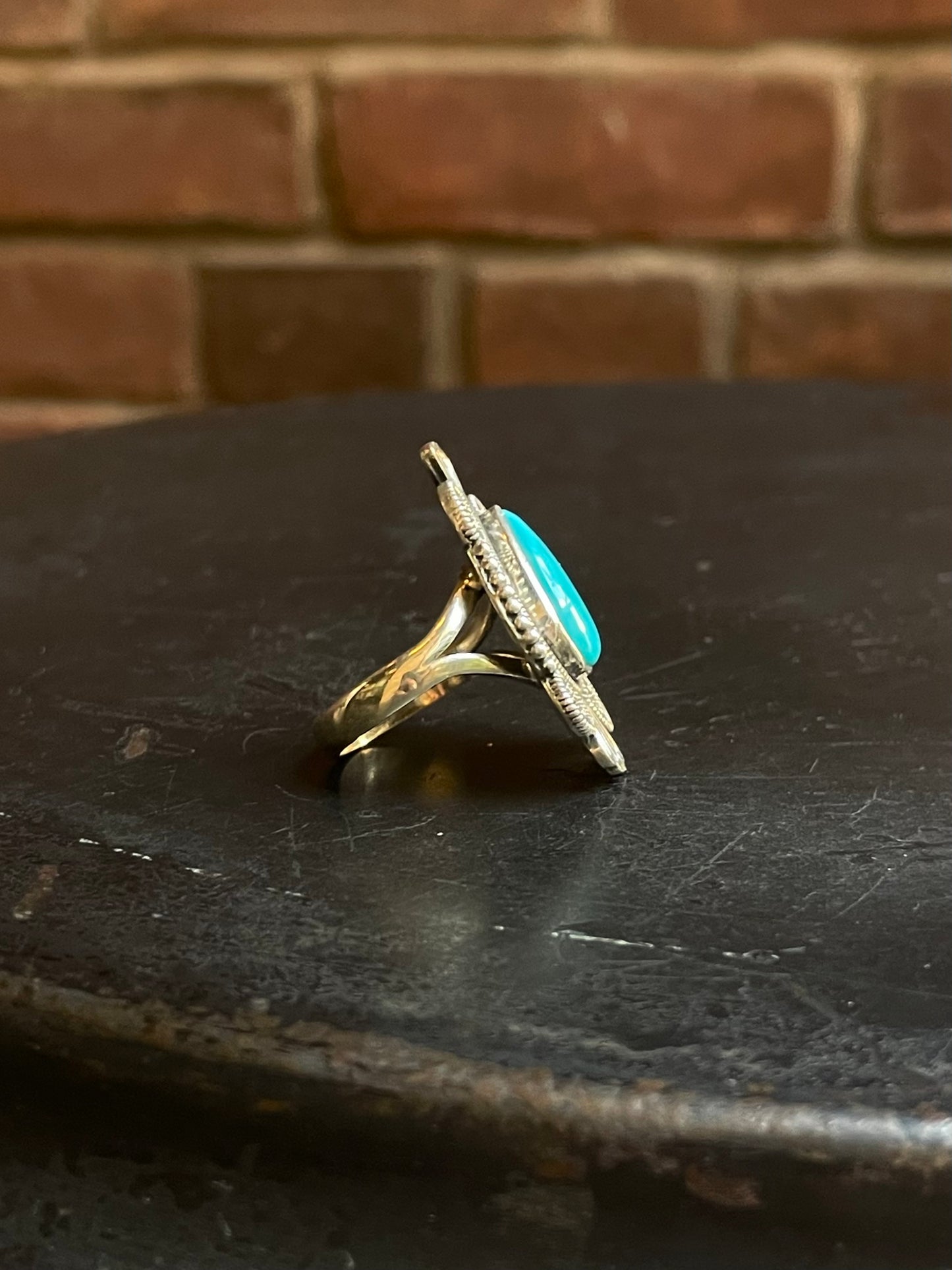 Turquoise Teardrop Ring Size 8.75 | Sterling Silver E891