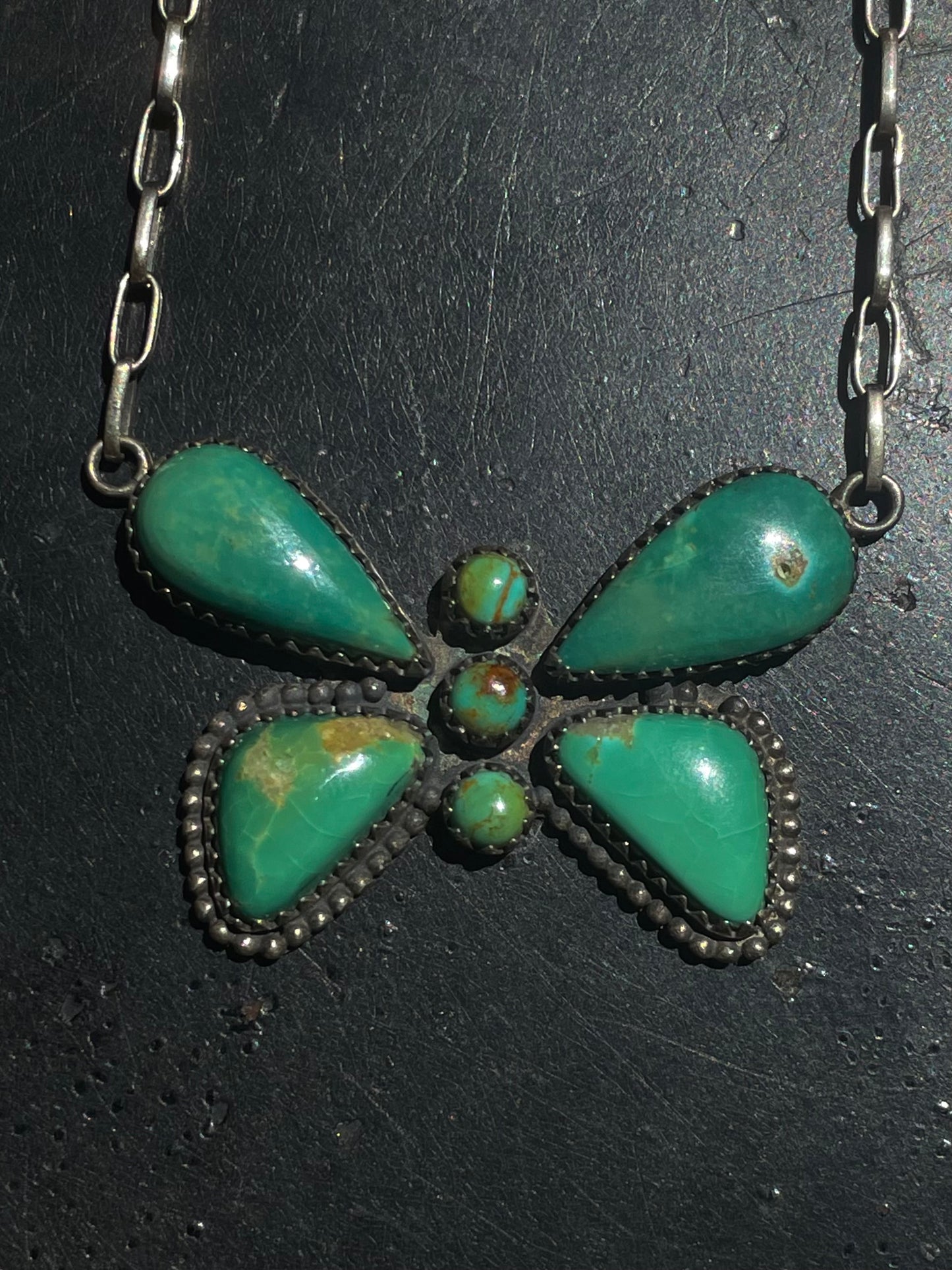 Kingman Turquoise Butterfly Necklace | Sterling Silver G419