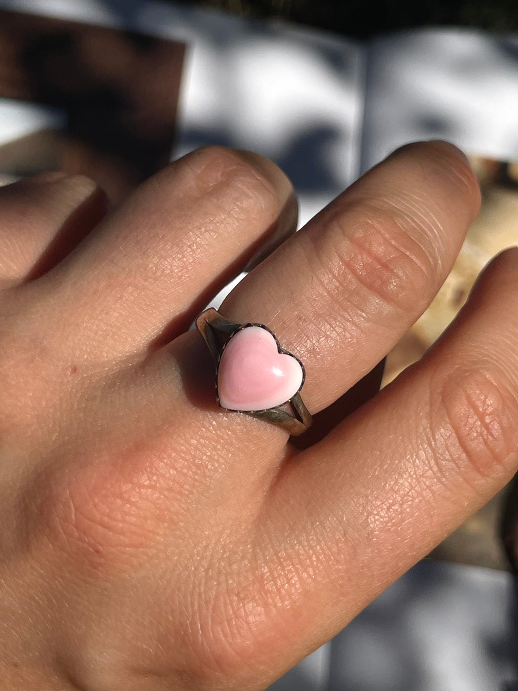 Pink Conch Heart Ring | 925 Sterling Silver | Size 7.75 D365