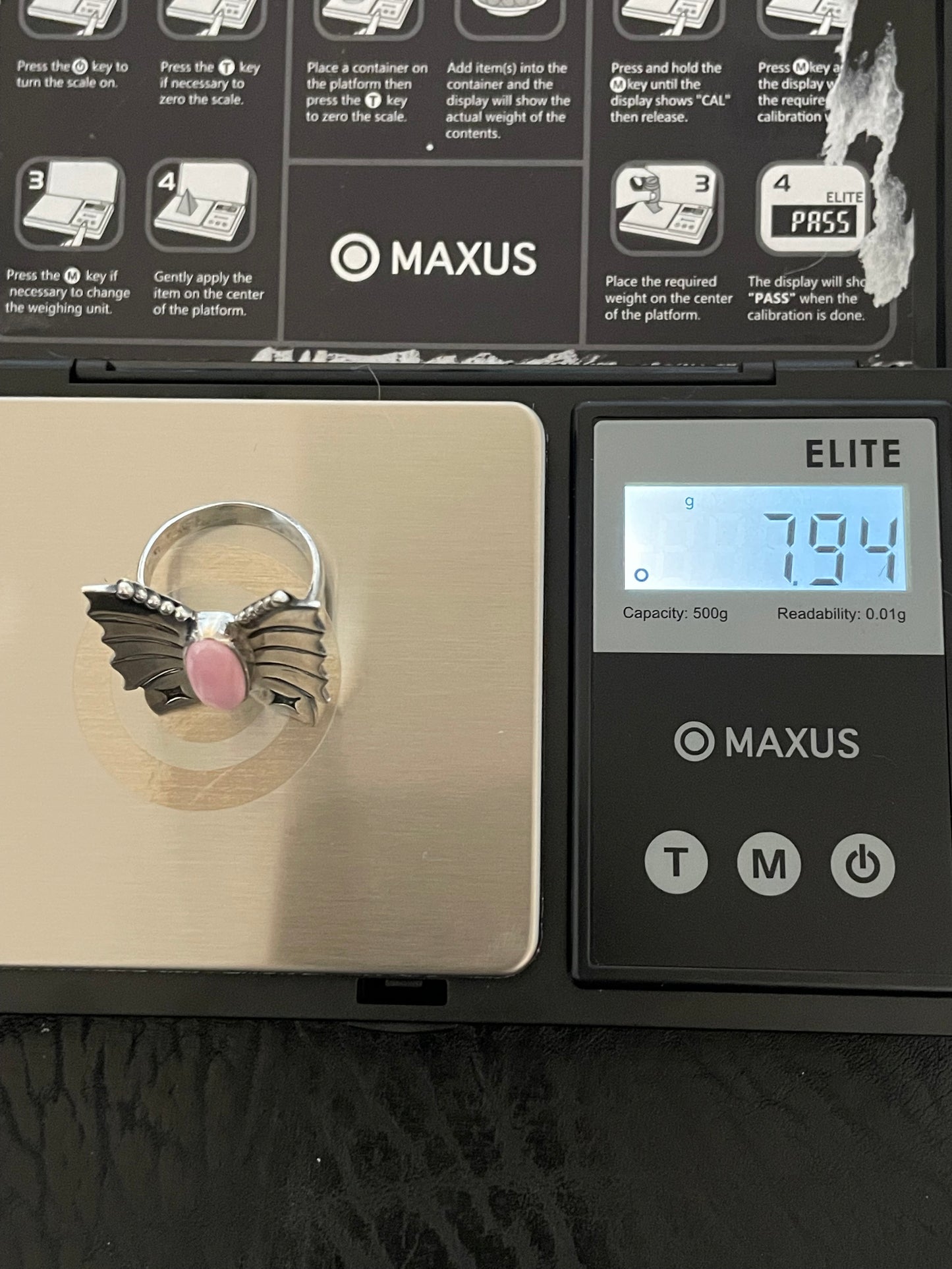 Pink Conch Butterfly Ring Size 7.5 | 925 Sterling Silver Southwest E192