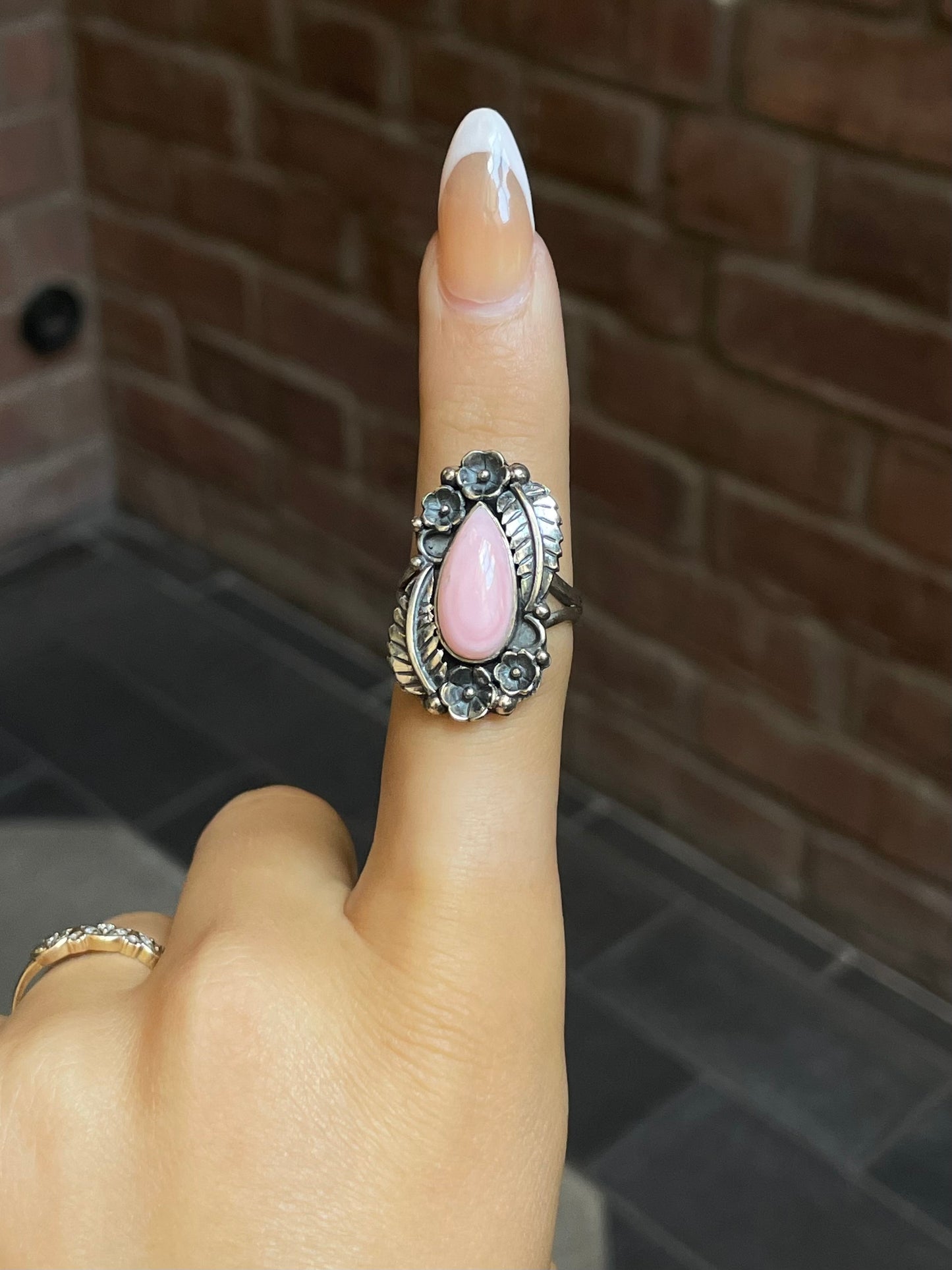 Pink Conch Feather Ring Size 8 | Sterling Silver E910