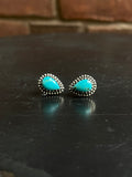 Kingman Turquoise Teardrop Stud Earrings | 925 Sterling Silver E811