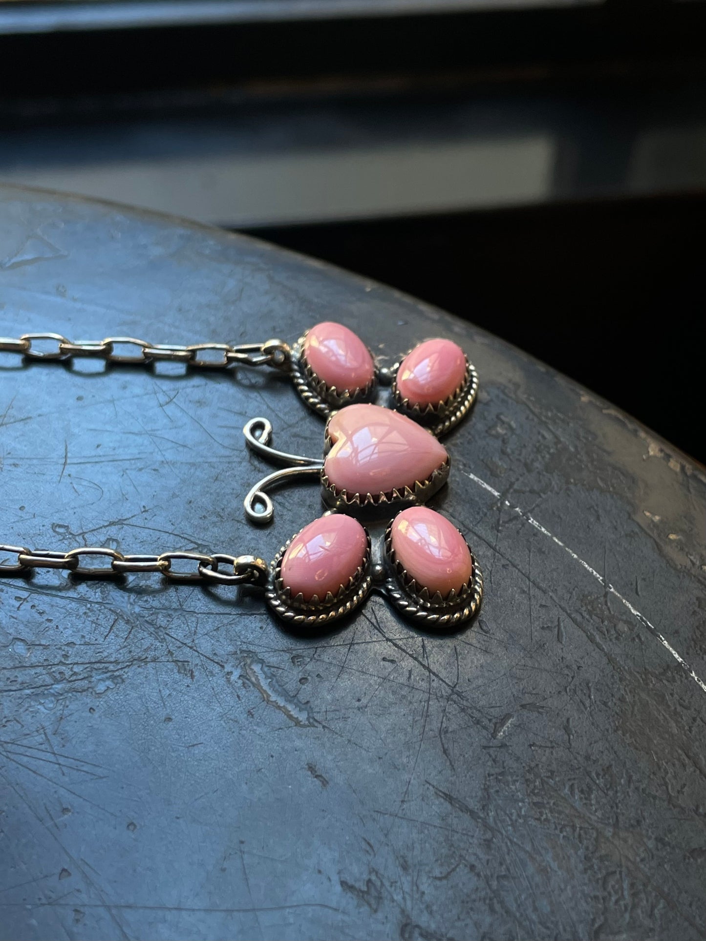 Pink Conch Butterfly Necklace | Sterling Silver E826