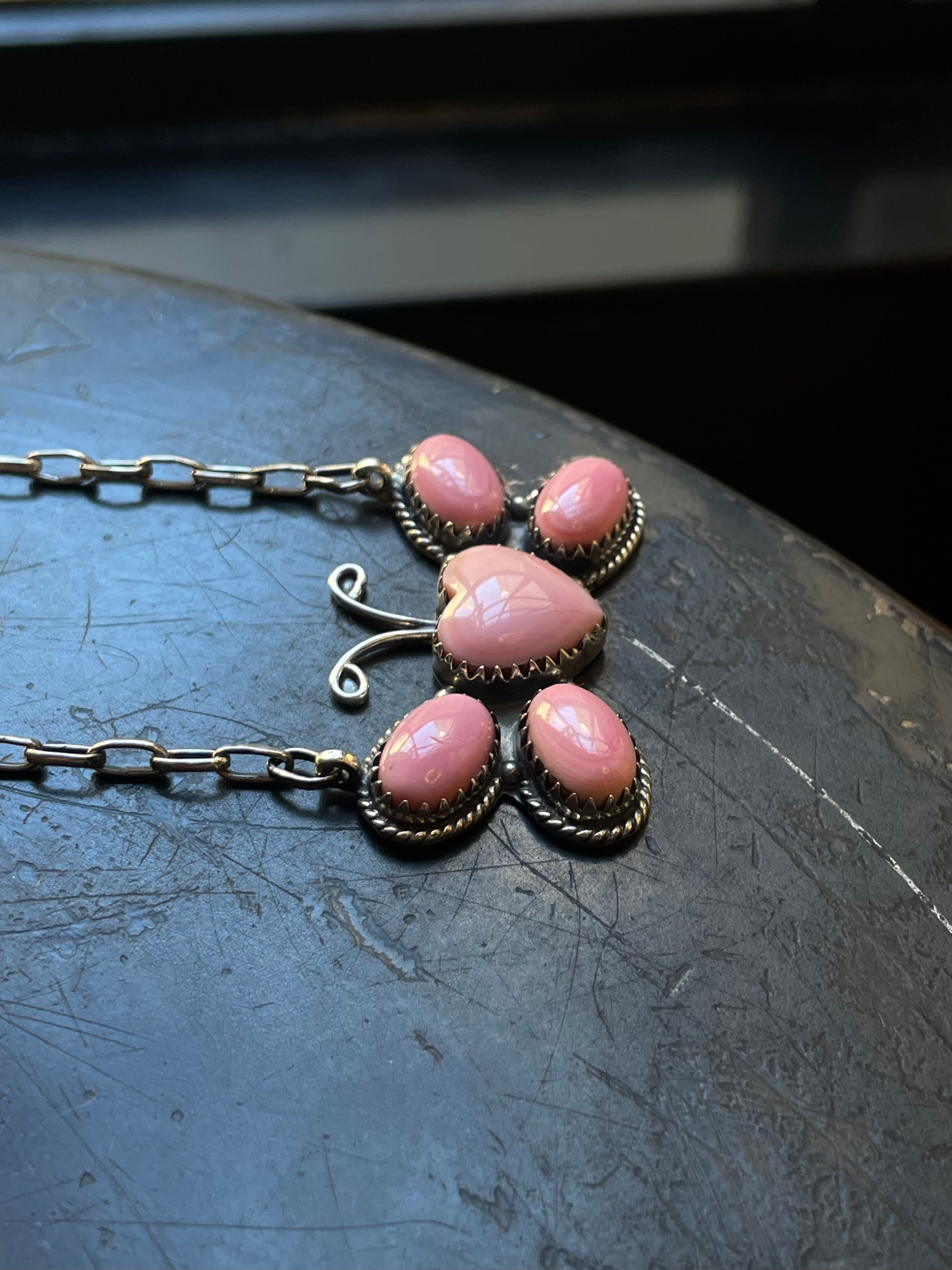 Pink Conch Butterfly Necklace | Sterling Silver E826