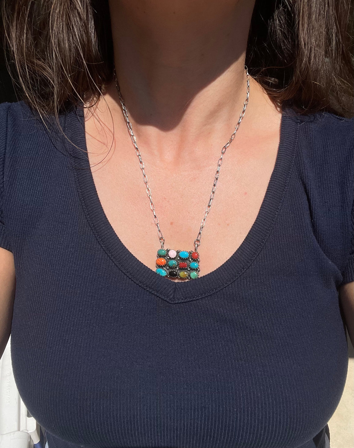 Mixed Stone Bar Necklace | 925 Sterling Silver Z16