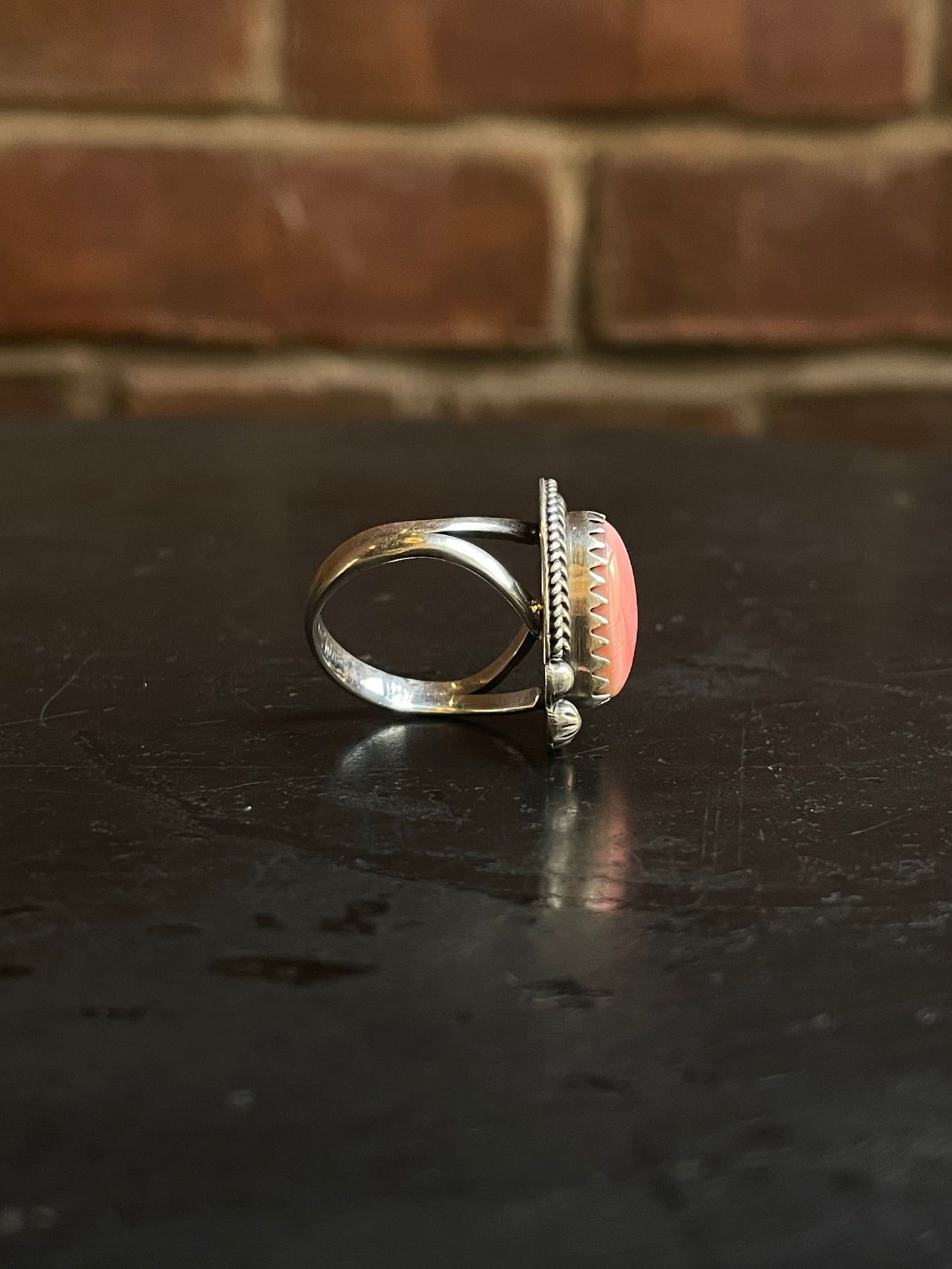 Pink Conch Heart Ring Size 7 | 925 Sterling Silver G107
